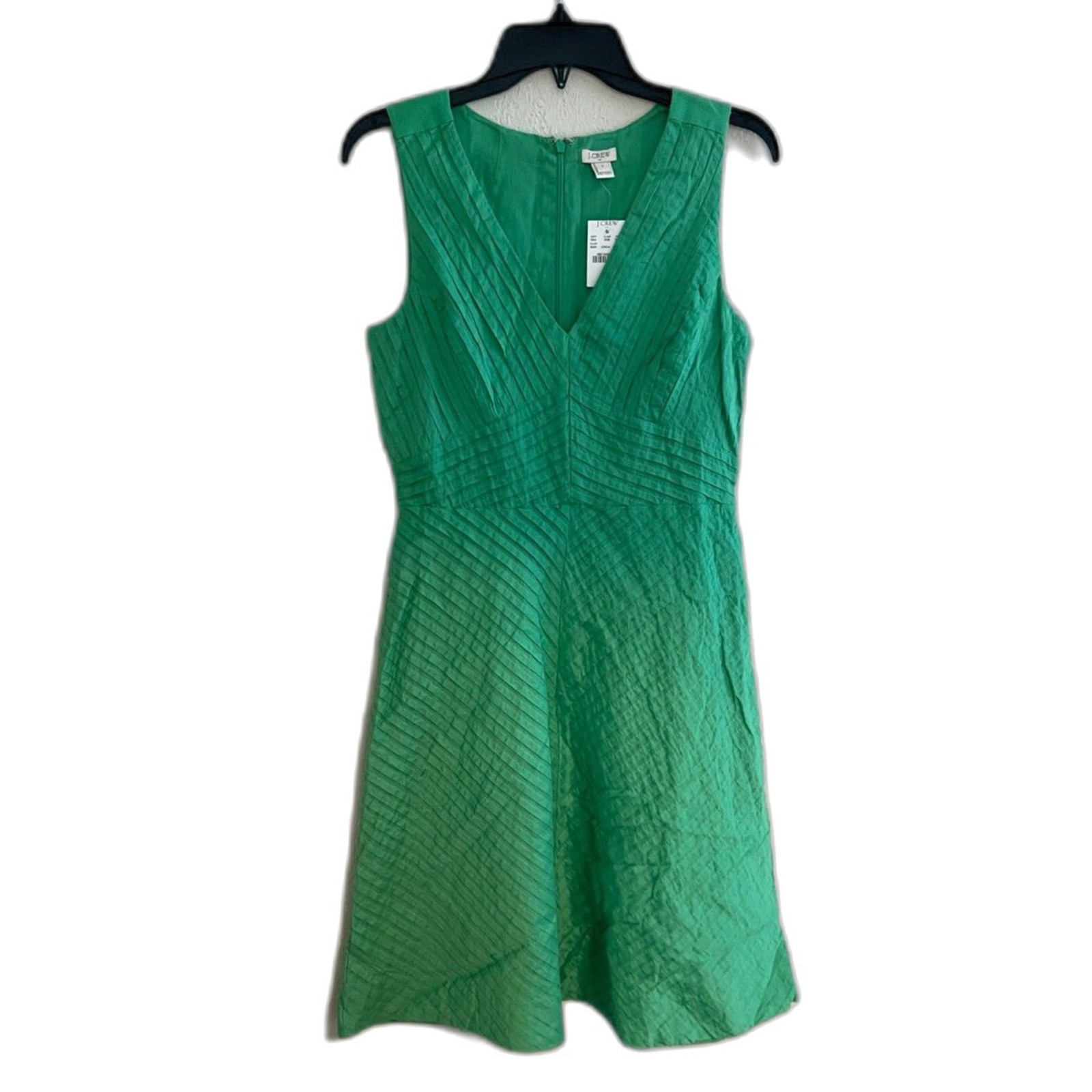 NWT J Crew Dress Women’s Size 4 Green Cotton Sleeveless Sundress V-Neck Sheath