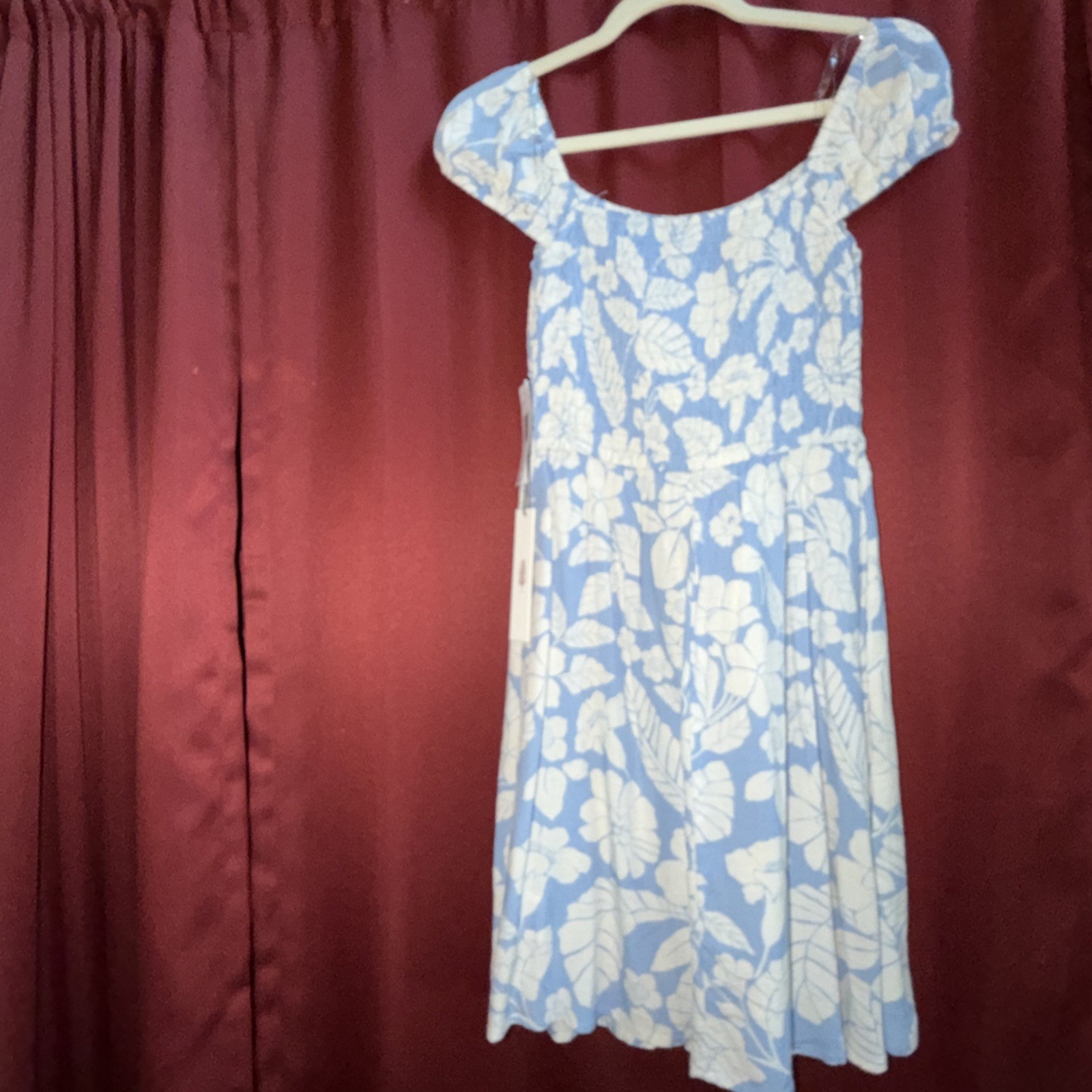 june & hudson dress mini challis floral print chambray/ivory Small