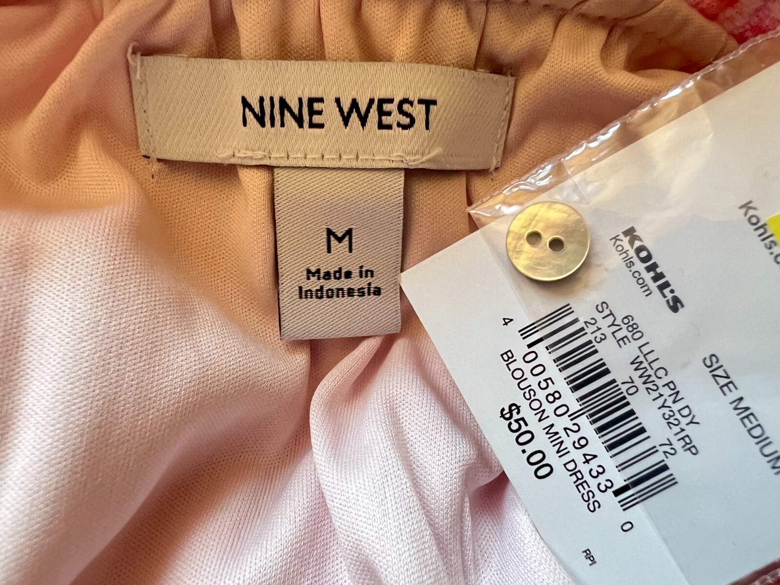 NINE WEST blouson mini dress size M pink