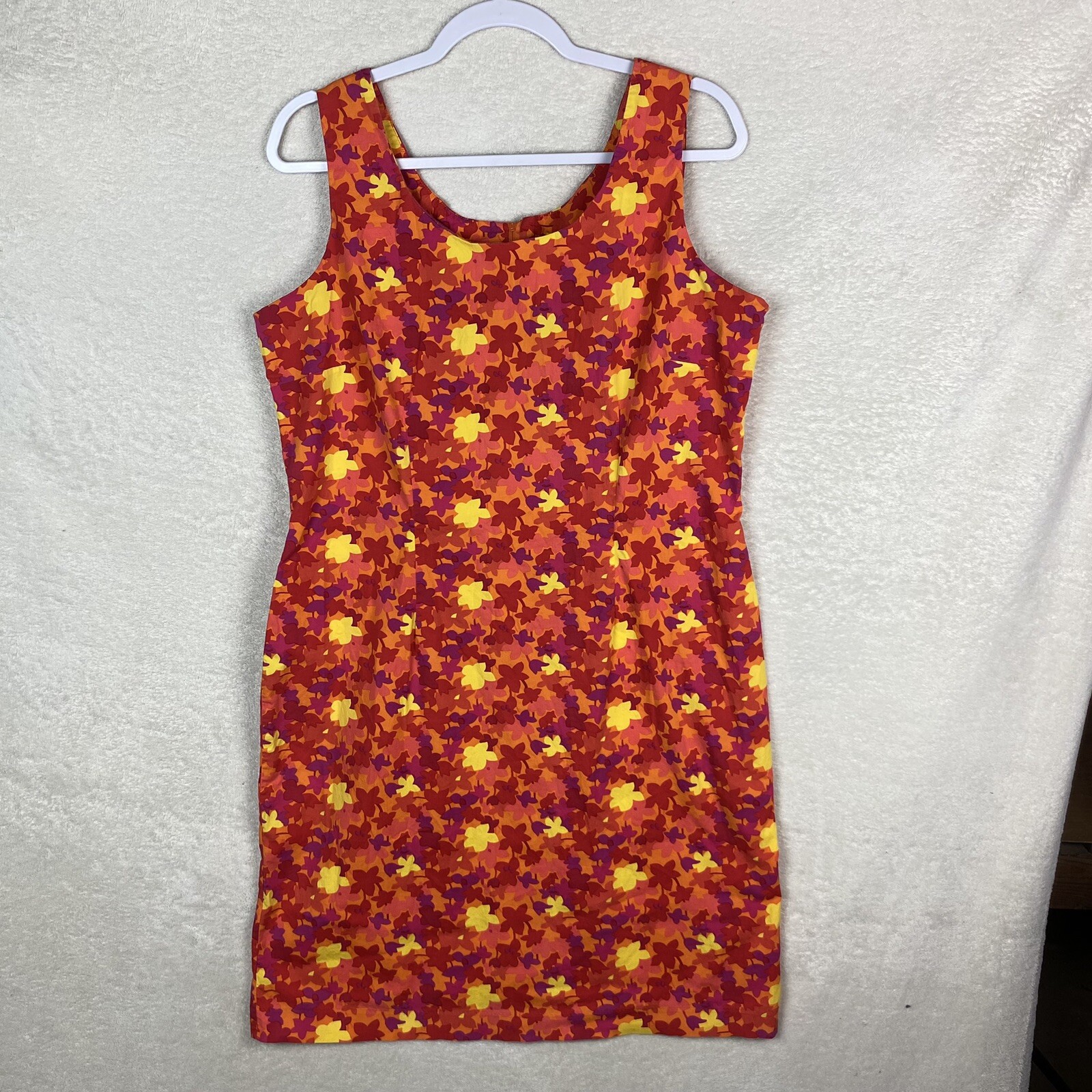 Vintage Betsy Lauren Bright Floral Dress Size 12 Cotton Sleeveless Midi