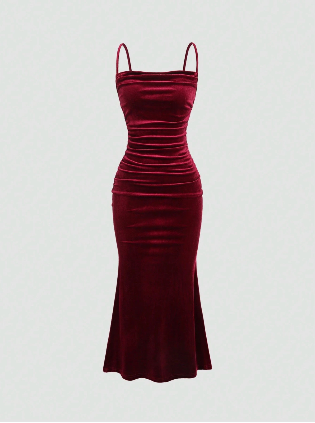 Burgundy MOD Solid Ruched Mermaid Hem Cami Dress Sz XS S M L