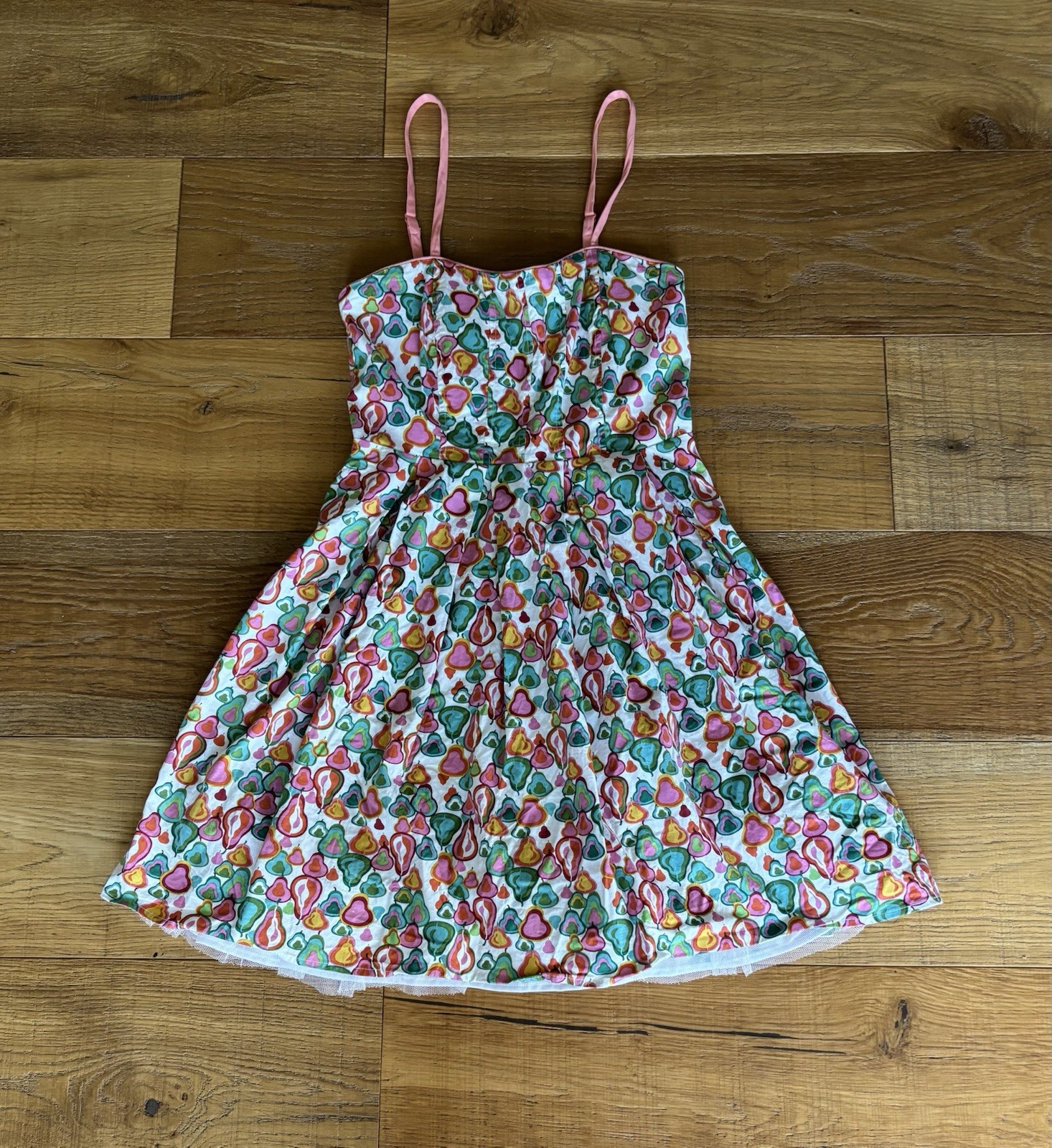 American Rag Pear Print Laguna Bustier Sundress Retro Fit & Flare S Retro Boho