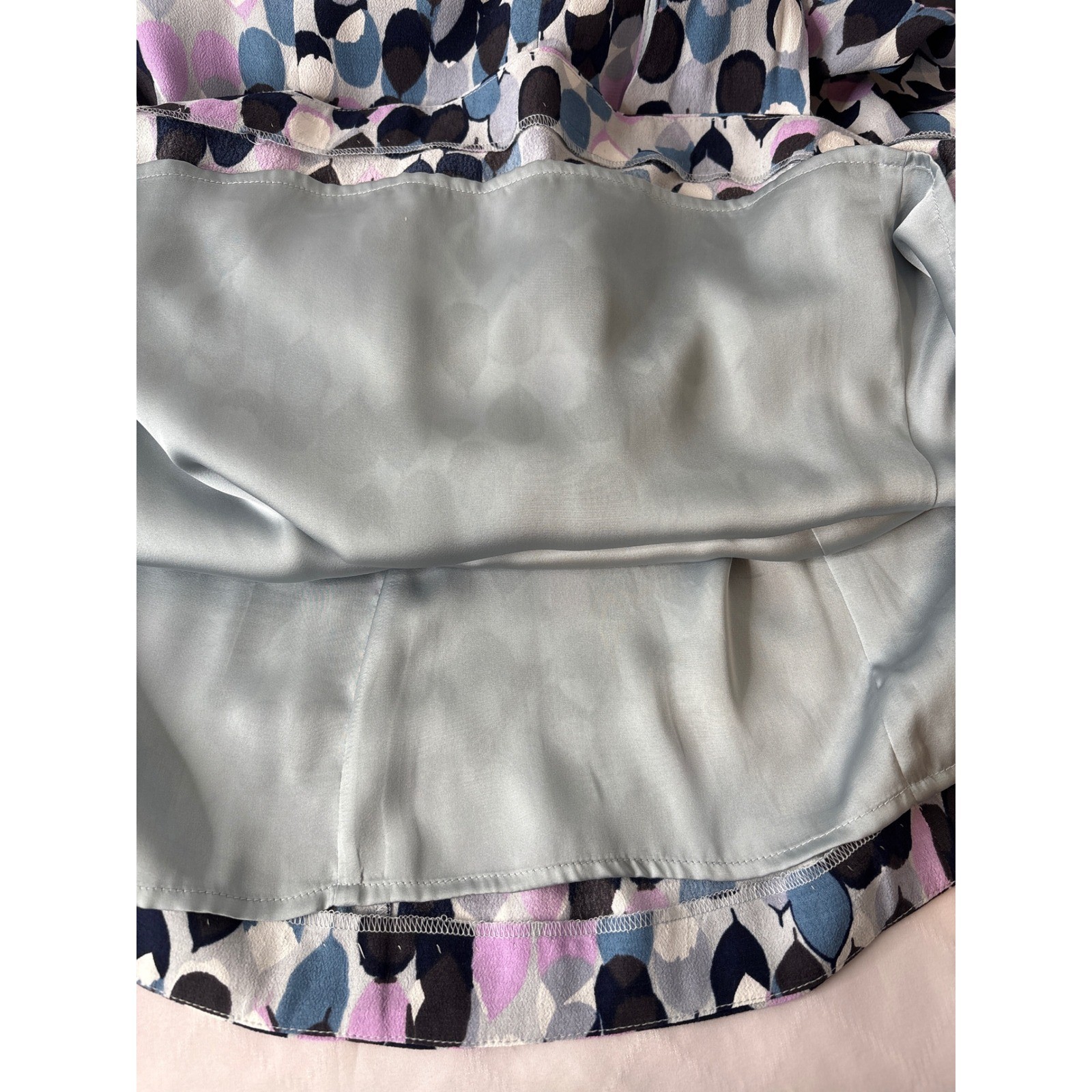 Boden Blue Purple Abstract Leaf Shift Dress 14R Scandi Career-Chic Lightweight