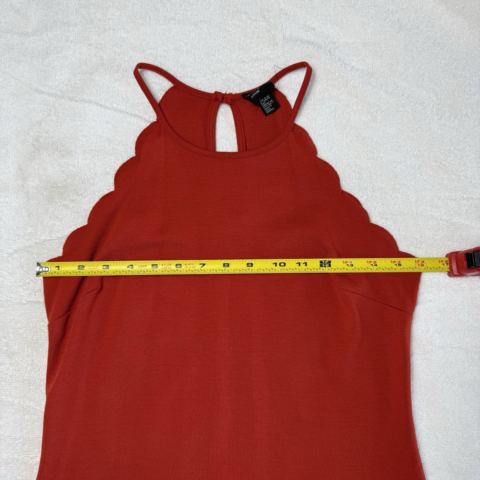 Free Press Clothing Scalloped Edge Keyhole Neckline Orange Women’s Size Medium