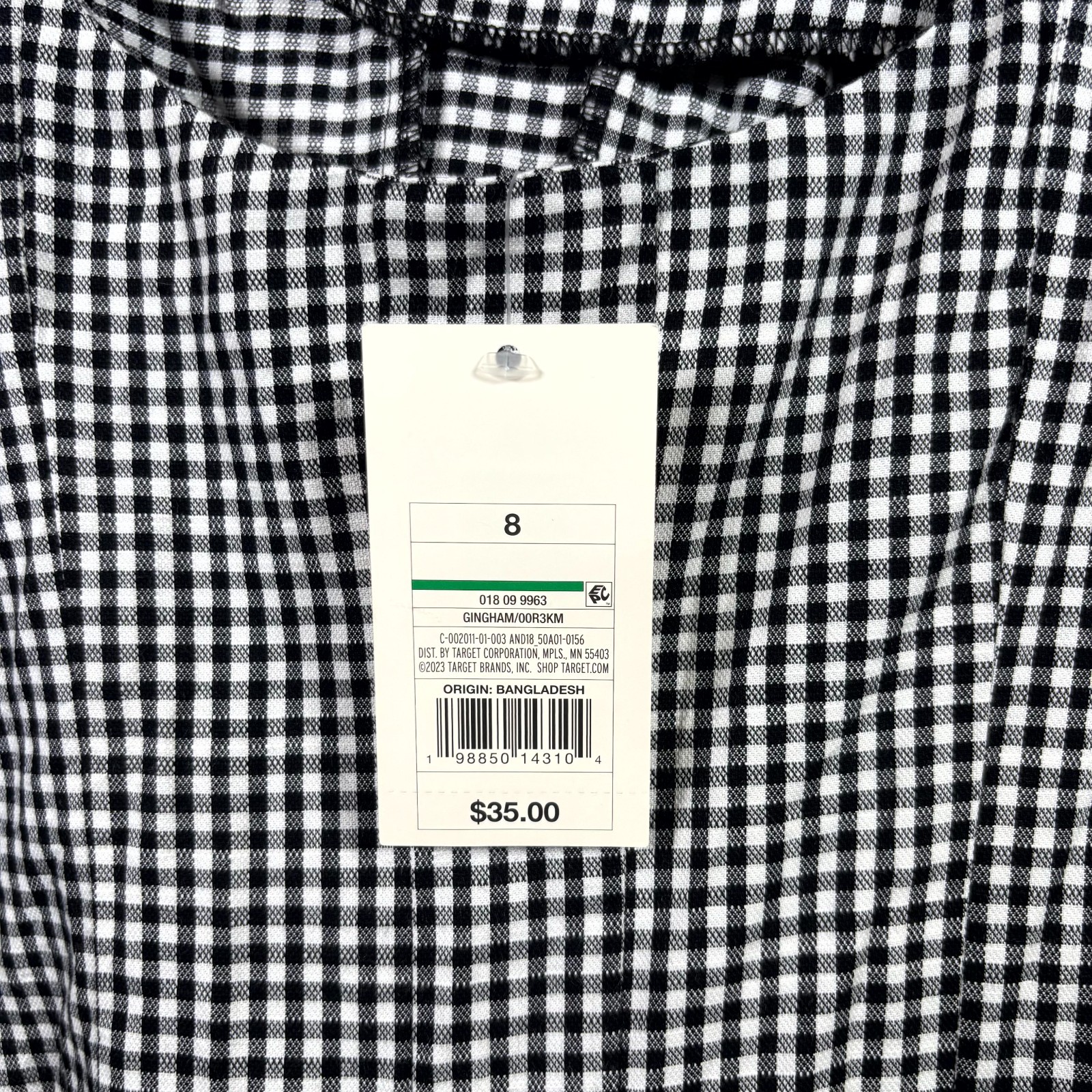 A New Day Dress Womens 8 White Gingham Fit & Flare Pleated Cocktail NEW NWT!