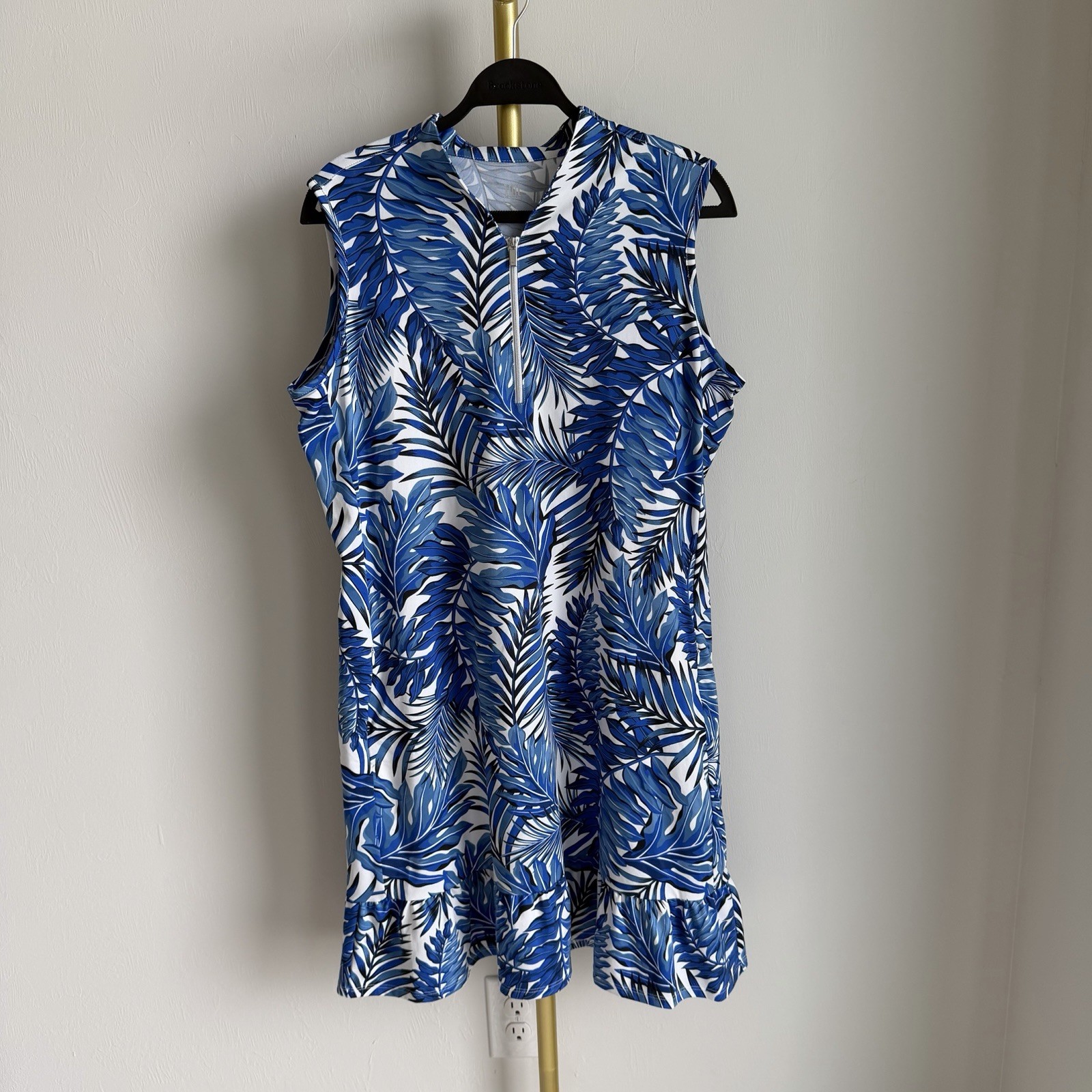 Tail Activewear Blue & White Tropical Floral Sleeveless Golf Dress Women’s XL