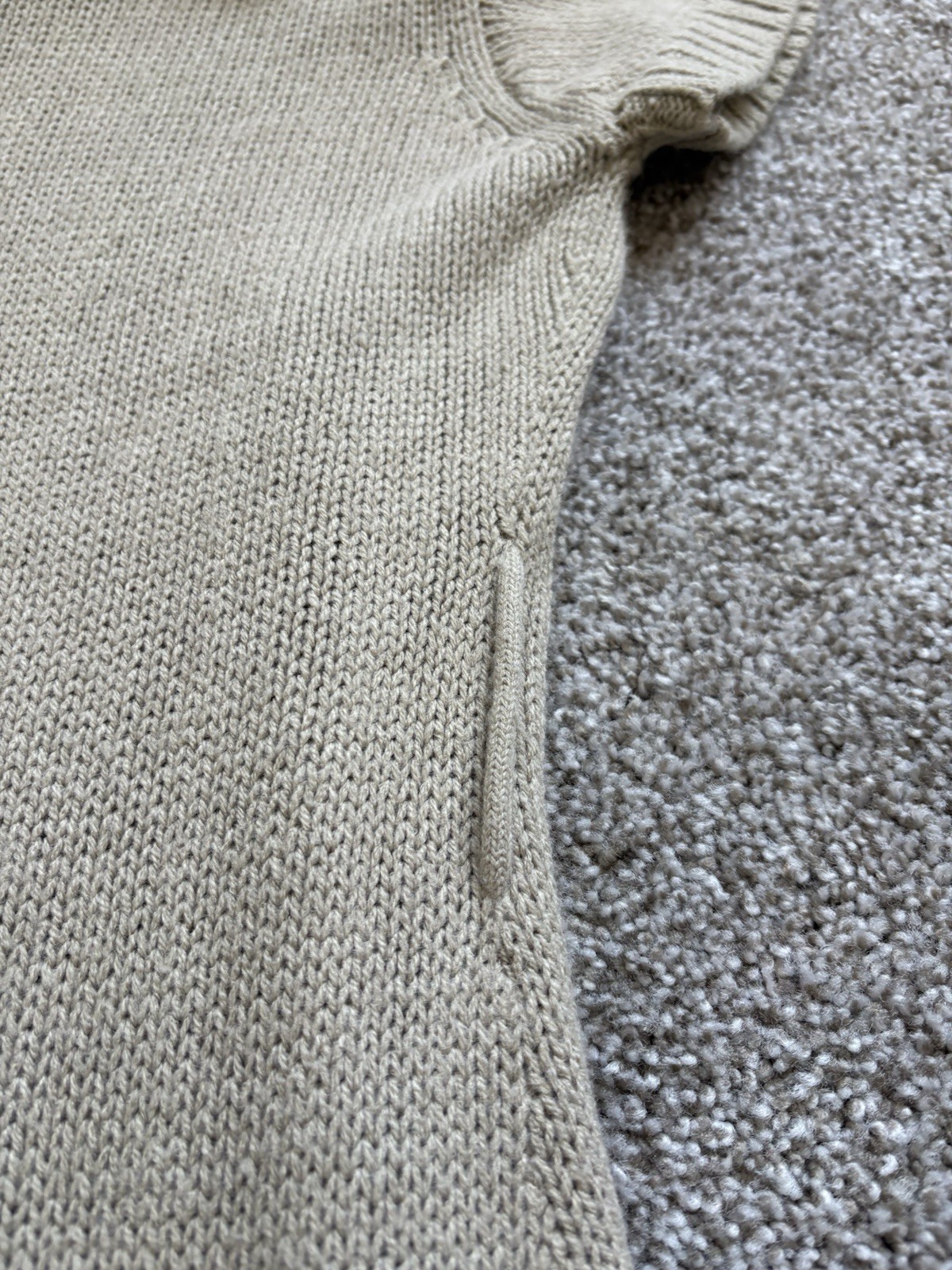 Red Paint Beige Gray Colorblock Knit Sweater Dress Cowl Neck Pockets L