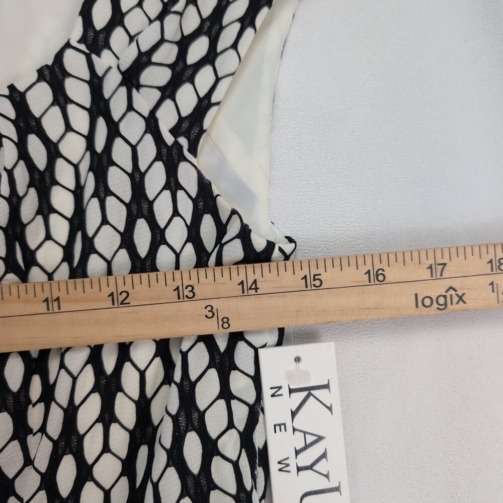 Kay Unger Black & Ivory A-Line Cocktail Dress Size 6 Beaded Waist