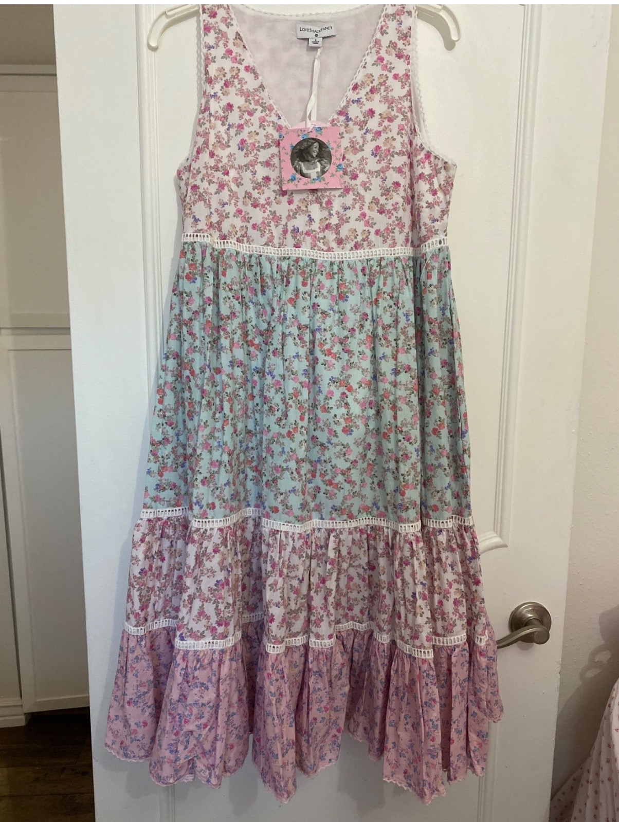 NWT LoveShackFancy x Target Camille Dress Pink Floral Sleeveless XXS 0 2 Cotton