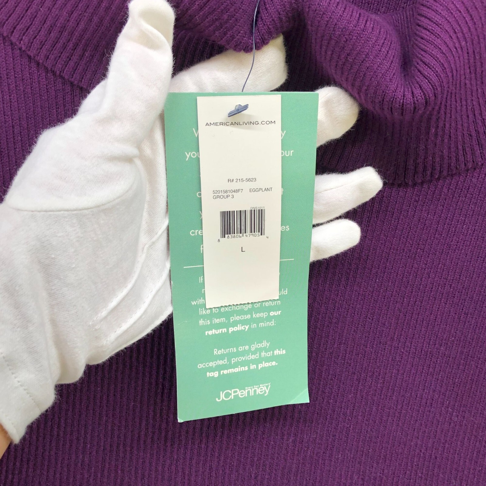 NWT American Living Cowl Neck Sweater Dress L Purple Long Sleeve Knit A Line