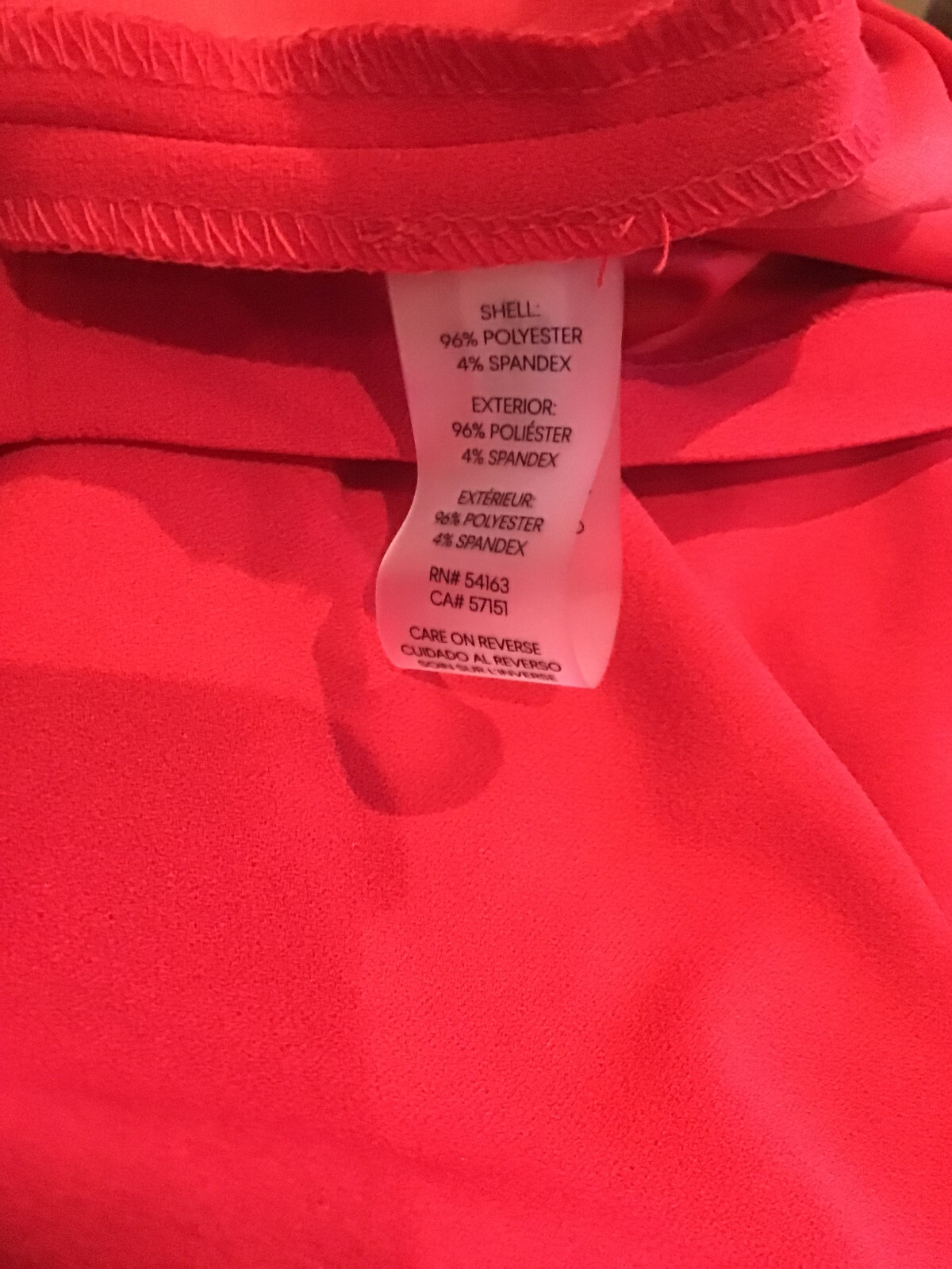 NWT Calvin Klein Exposed Front Zipper Rushed Sheath Dress Sz.12 RED 3/4 sleeves