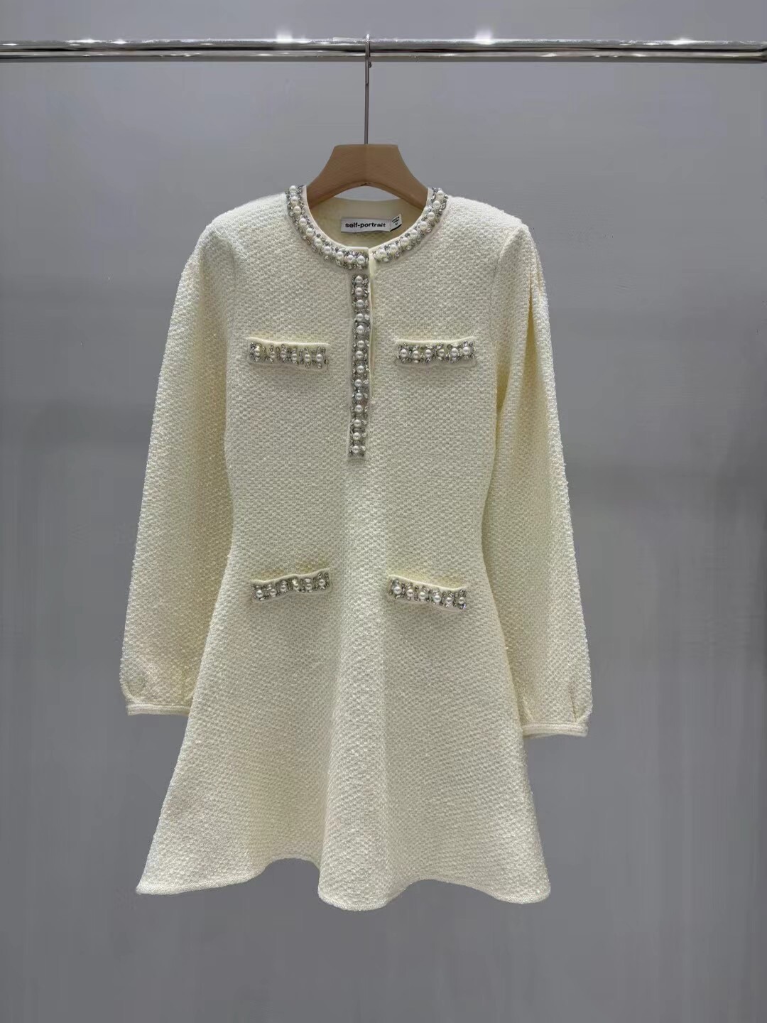 Self-portrait Short Knit Dress with Beaded Waist dress