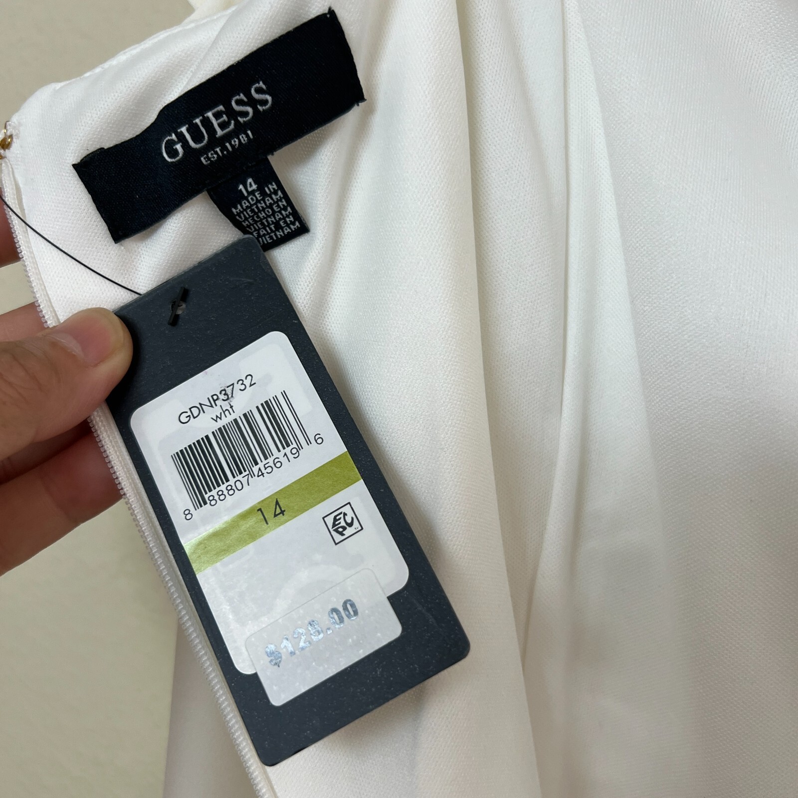 GUESS Spaghetti Strap Square Neck Short Cocktail Body Con Dress Sz 14 in White