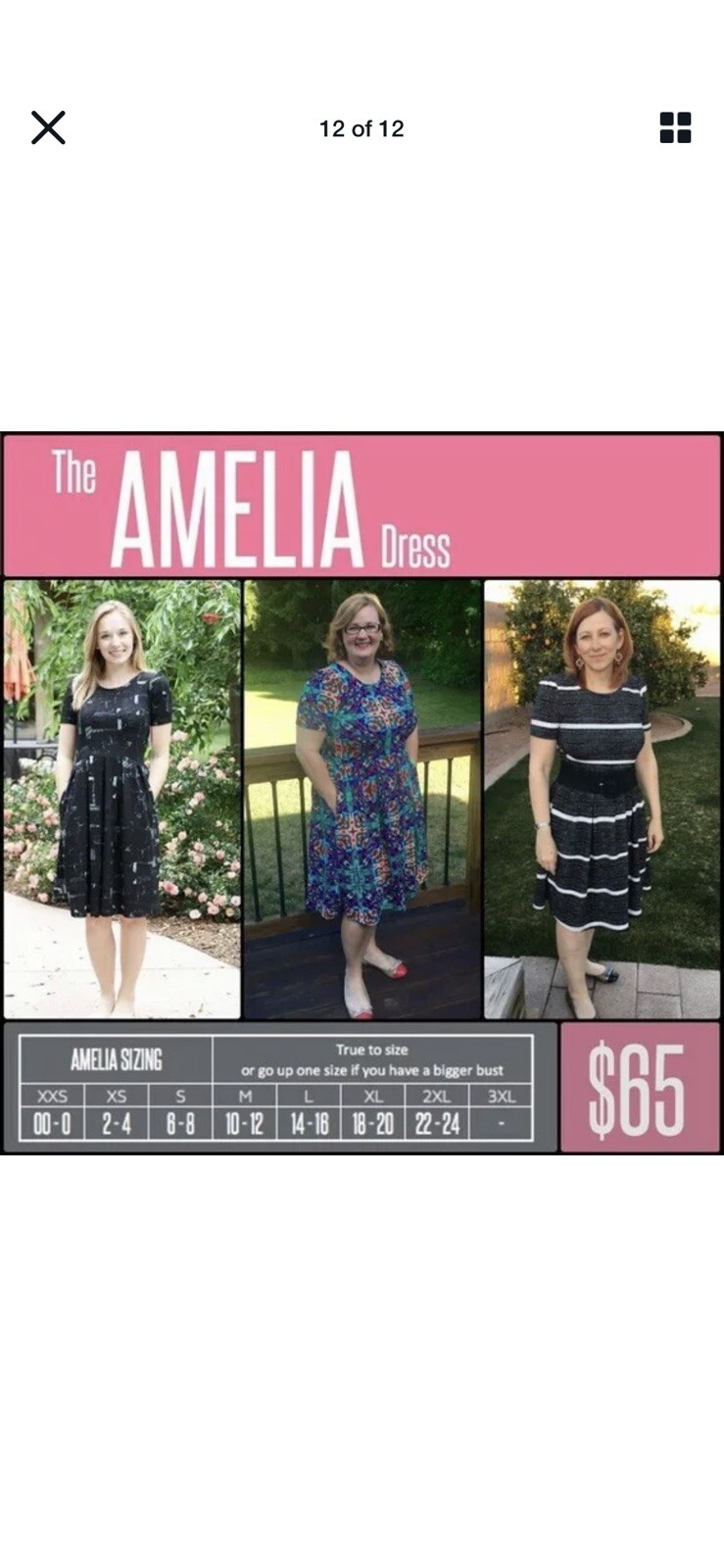 Lularoe Medium NWT Women Amelia Black White Cherry Blossom Pleated Dress 🦄 8-10