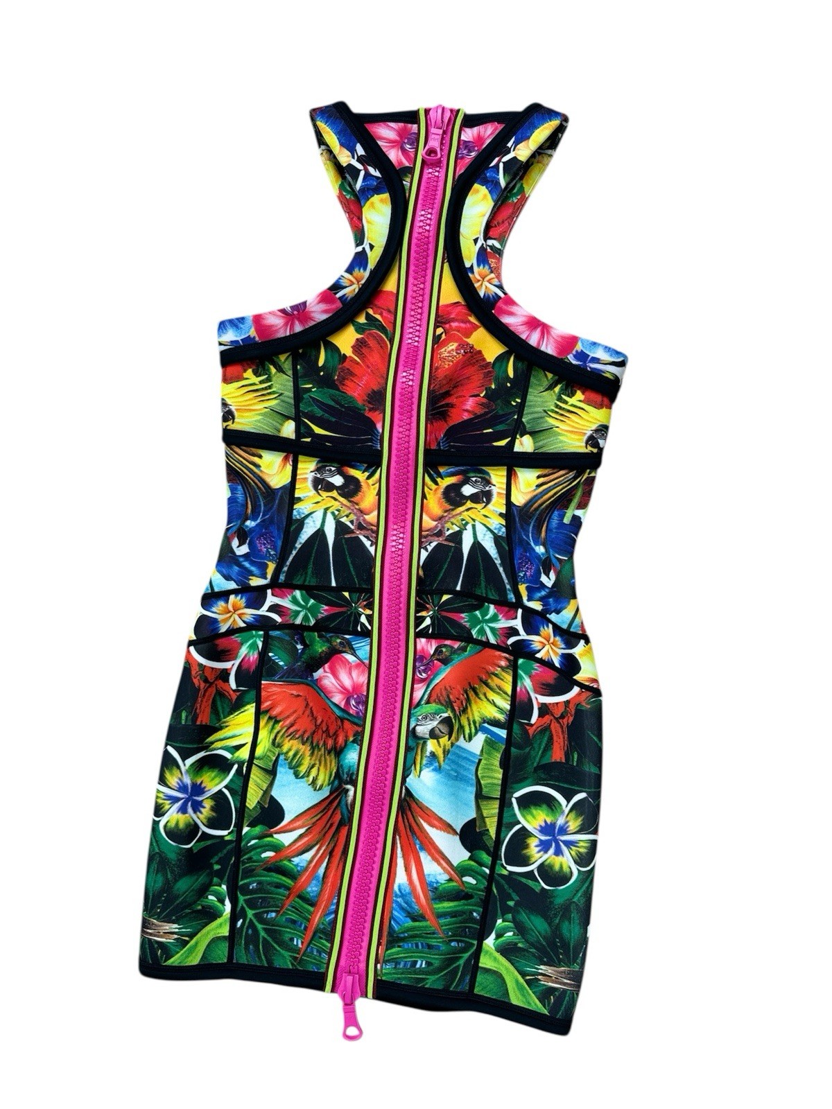 DSQUARED Mini ‘Tropical Birds’ Printed Bodycon Dress Size S Retail $1370