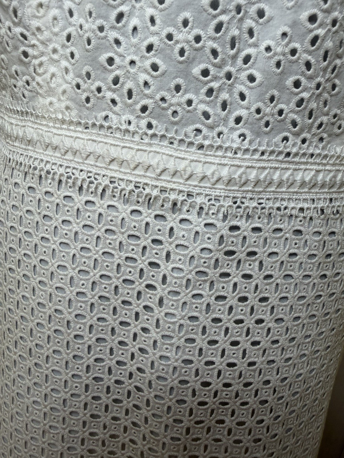 Reiss Lydia White Eyelet Open Back Mini Dress, Size 10, Good Condition