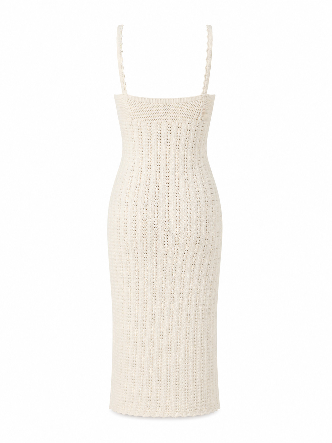 Aritzia Evie Midi Dress Pointelle Cotton in Light Birch Size S