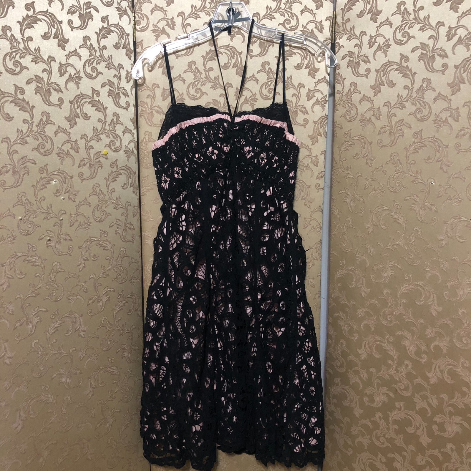 Betsey Johnson Black Pink Multi-Color Lace Dress Size 4