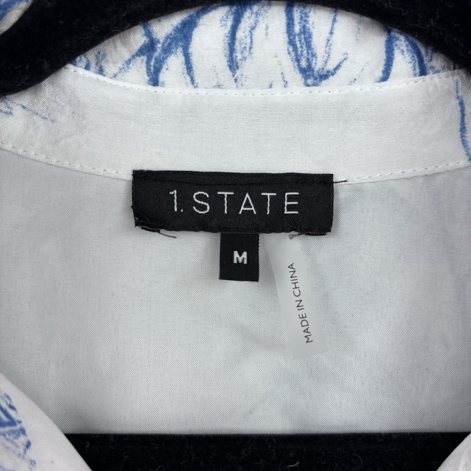 1 State White Blue Tropical Coastal Cottagecore Toile Tiered Maxi Dress Size M