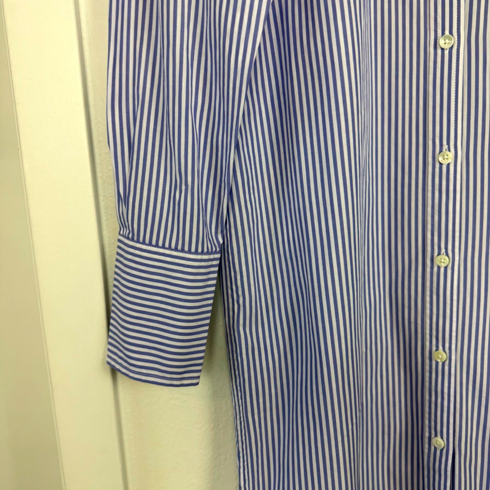 Alex Mill Blue White Striped Standard Maxi Shirt Dress Side Slit Size Medium