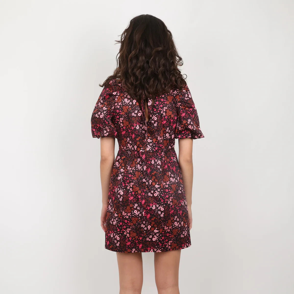 Oliver Bonas Multi Floral Print Puff Sleeve Mini Dress size 12 Ditsy Print Playf