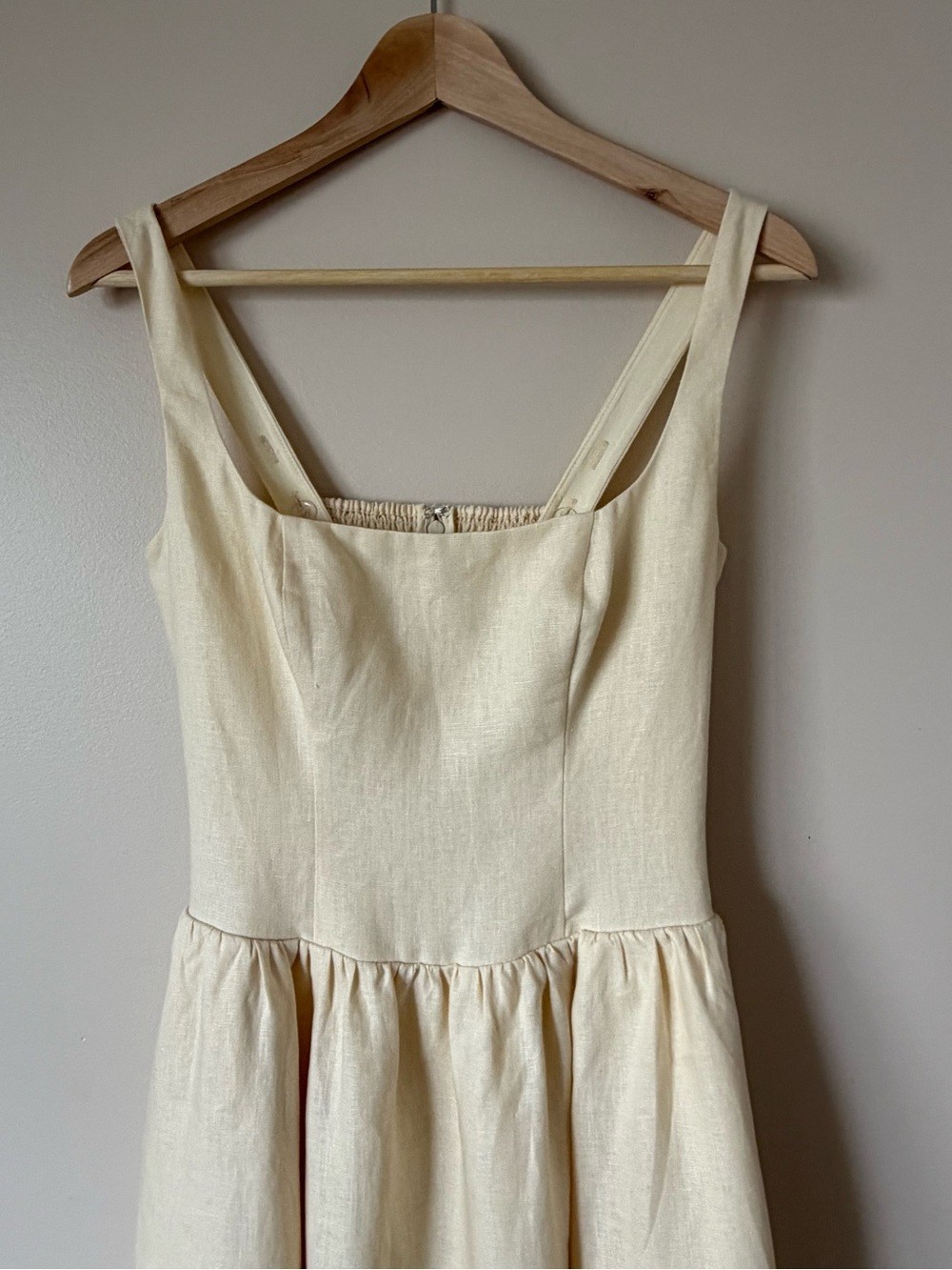 NEW Reformation Janu Square Neck Midi Linen Dress Sugar Light Yellow US 0 UK 4