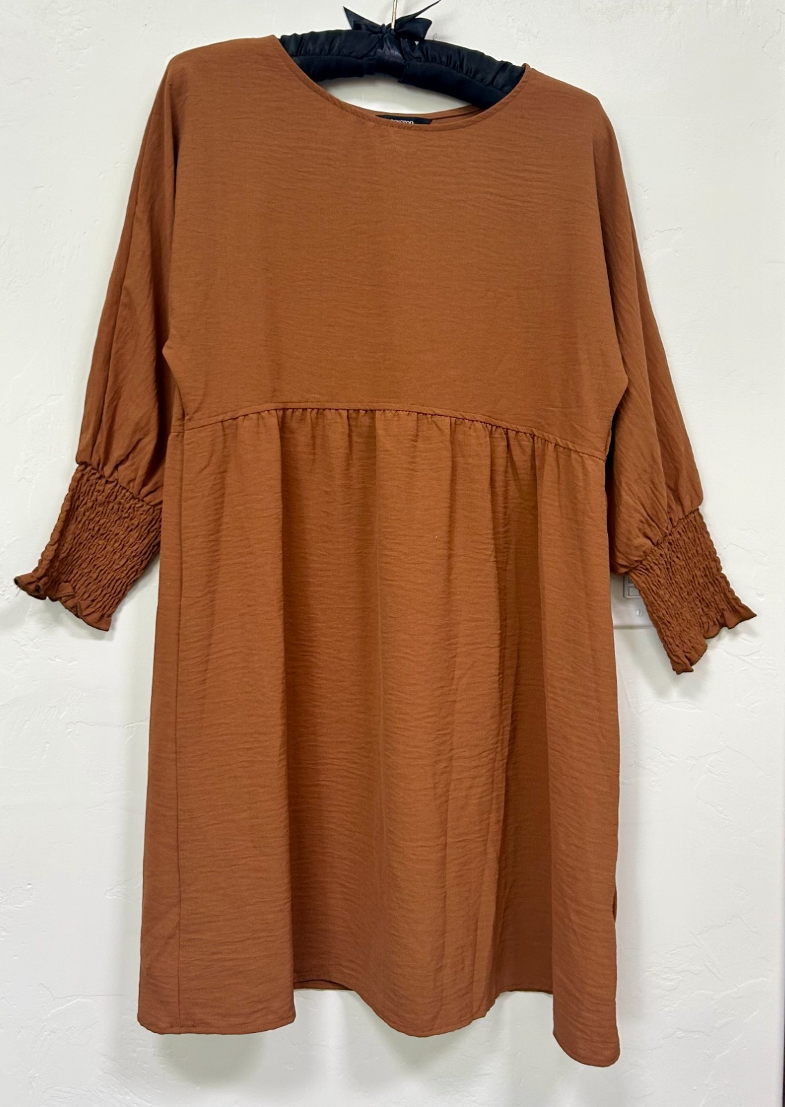 Dress DOKOTOO rusty brown short pullover dress Small loose fit slight high waist
