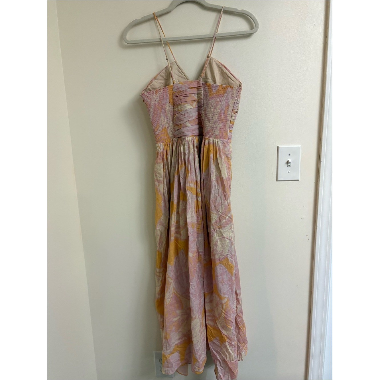 A.L.C. Rumi Cumin Lilac Floral Cotton Pleated Midi Dress Size 4 flowy luxury boh