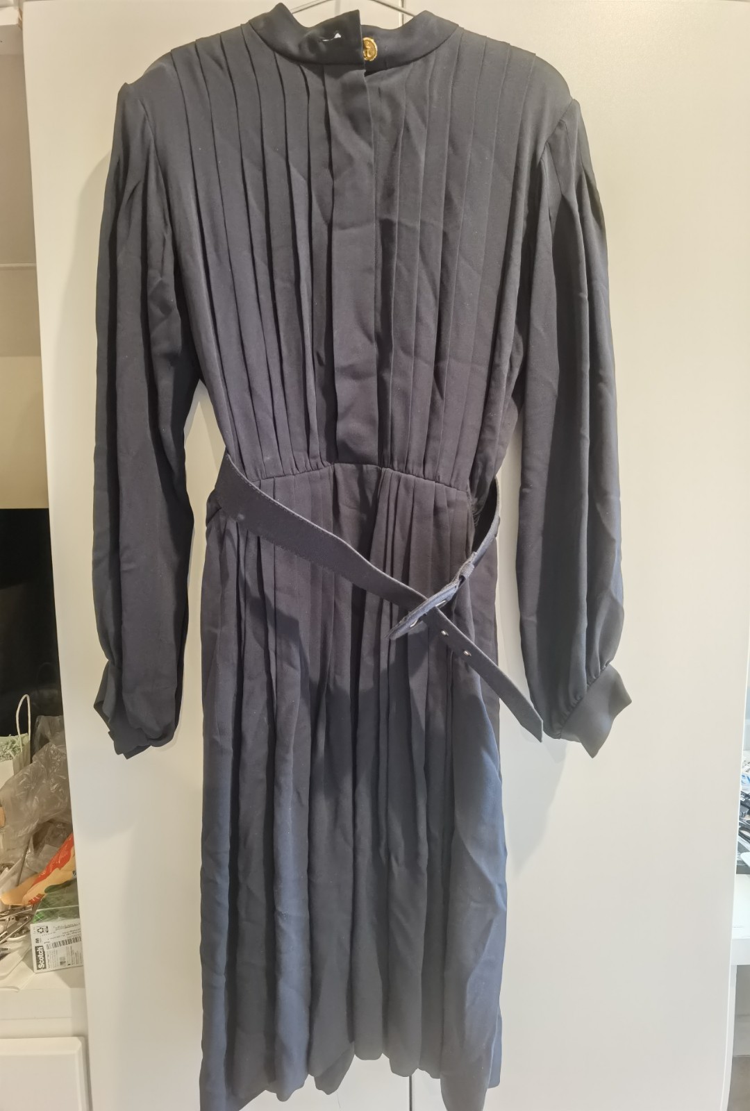 FR38 Silk Yves Saint Laurent Rive Gauche Dress & Belt Vintage 1992