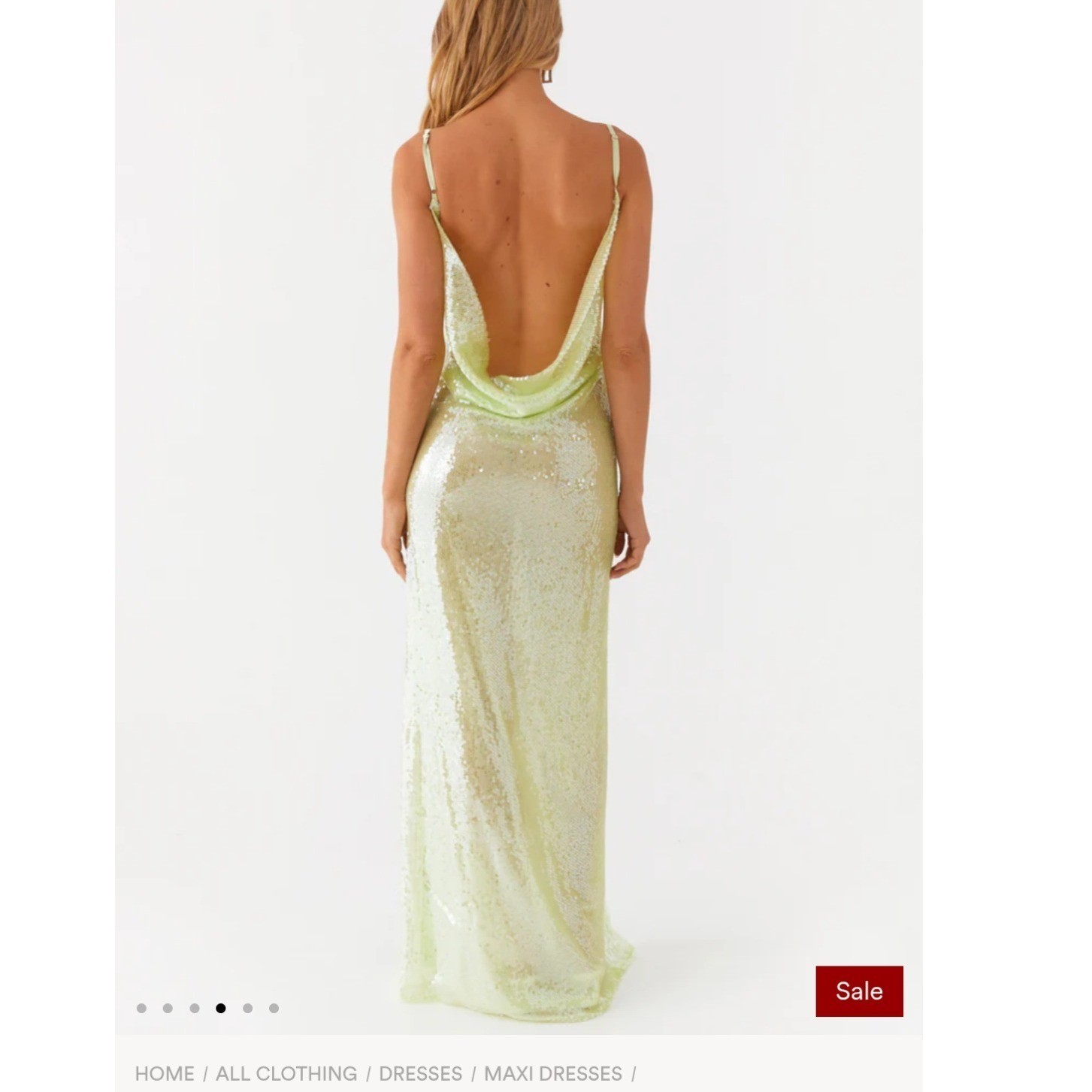 Peppermayo Higher Level Sequin Maxi Dress Mint Green Low Back Cowl XL Us 10 NEW