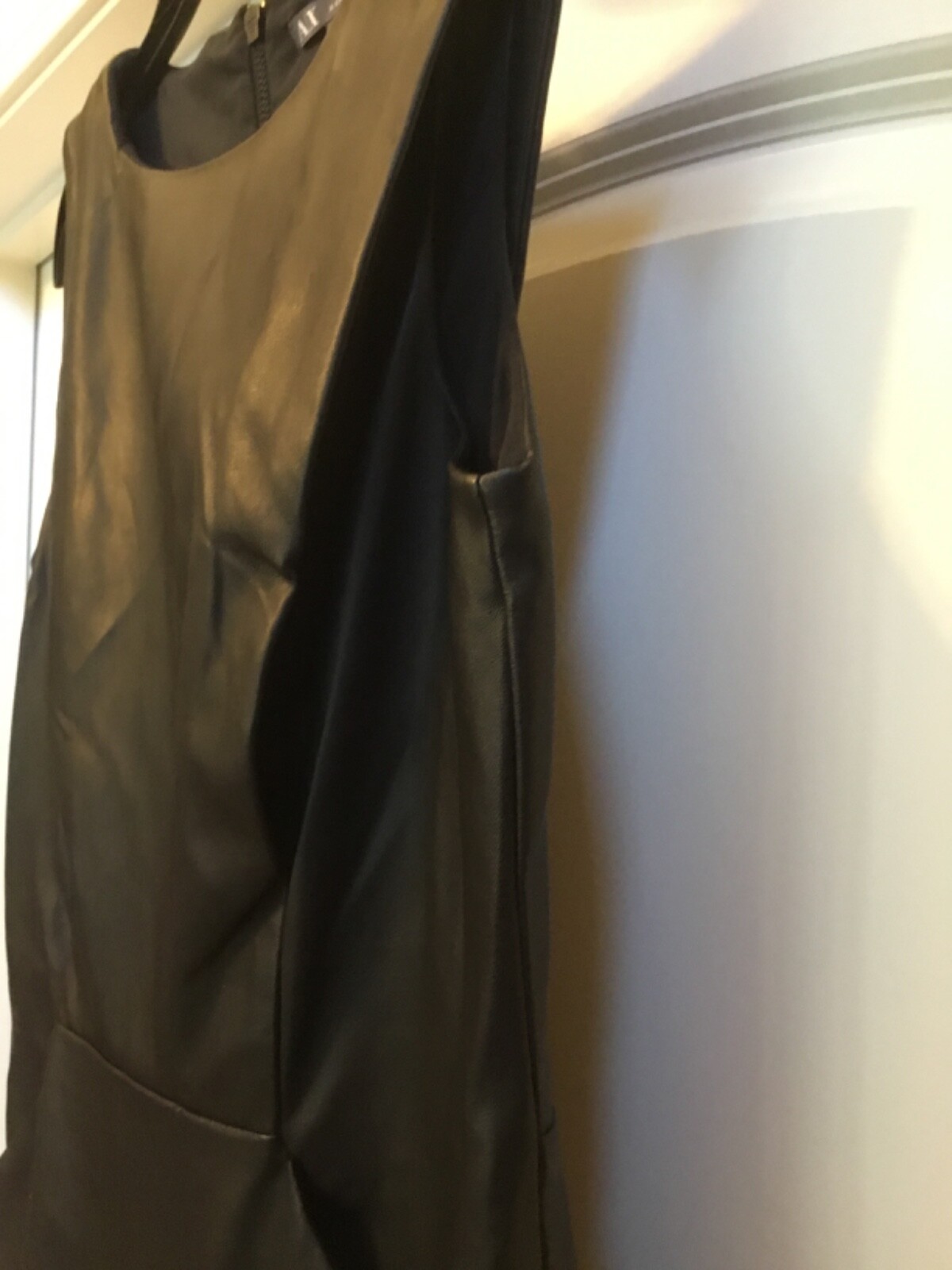 A/X Armani Exchange black faux leather shift dress – Size 2 – Sleeveless – NEW