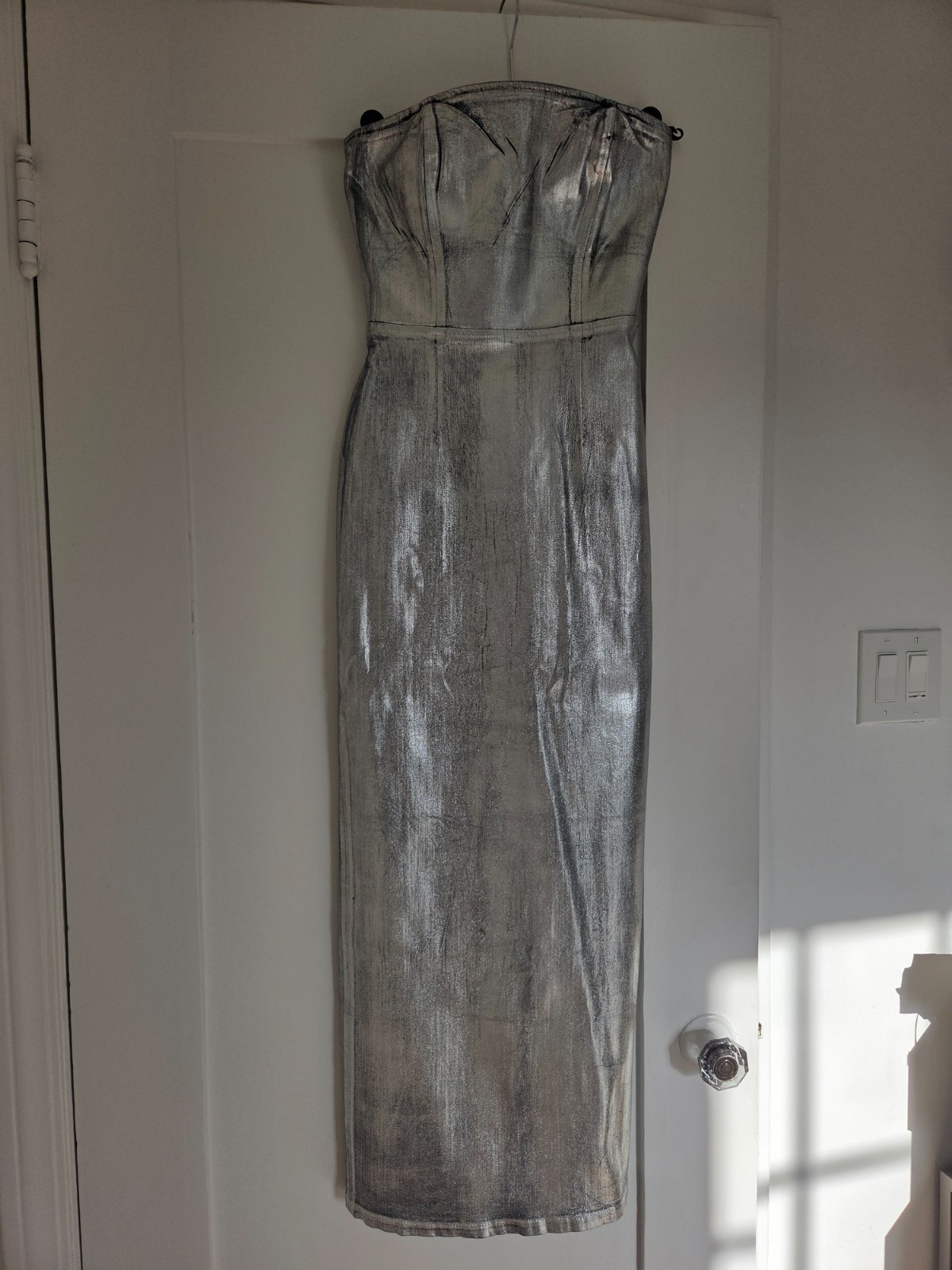 Demin silver coated long-length tube DRESS by Reformation size 2