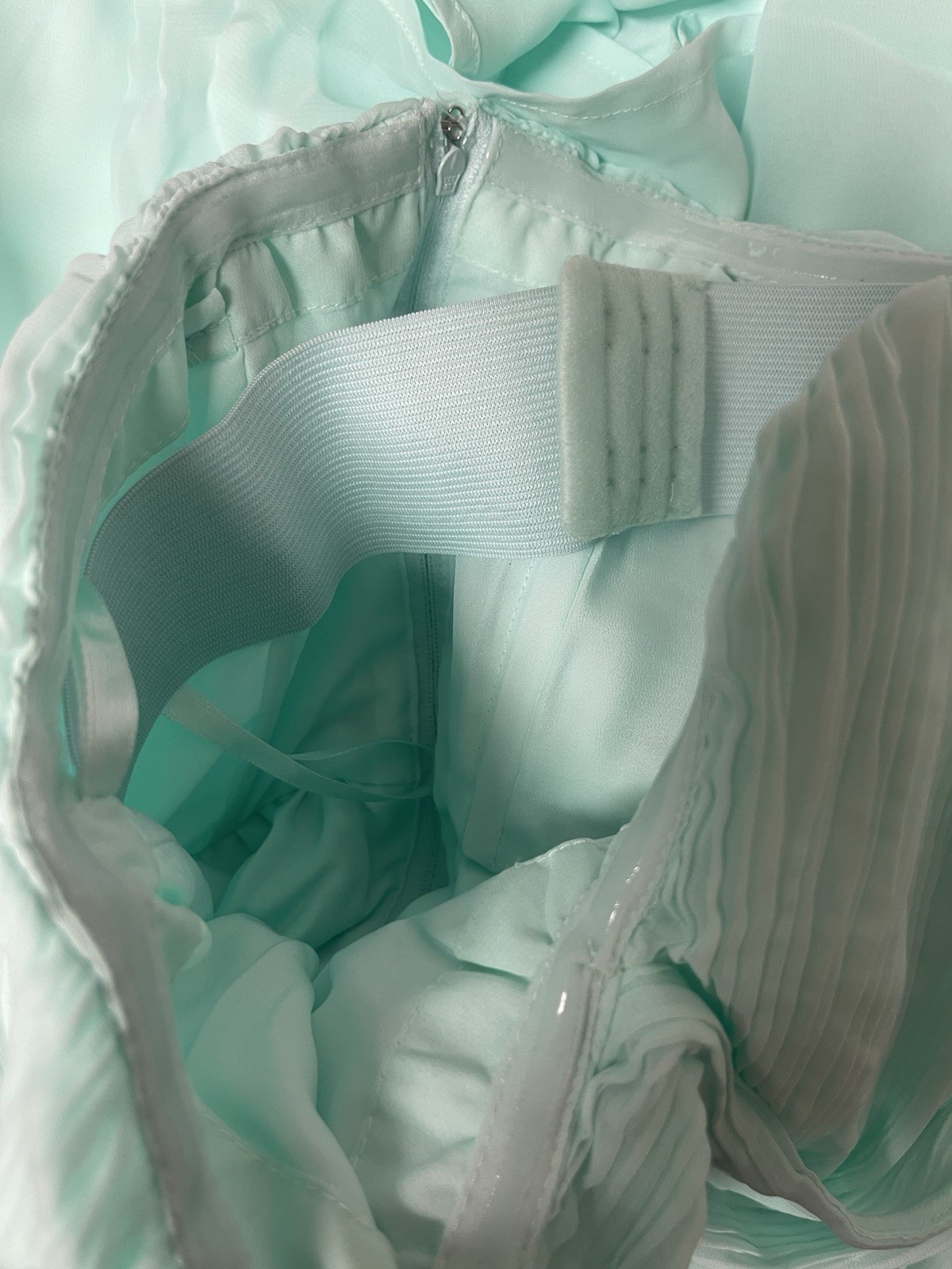Tevolio Mint Green Solid Chiffon Strapless Sweetheart Mini Dress Lined 4