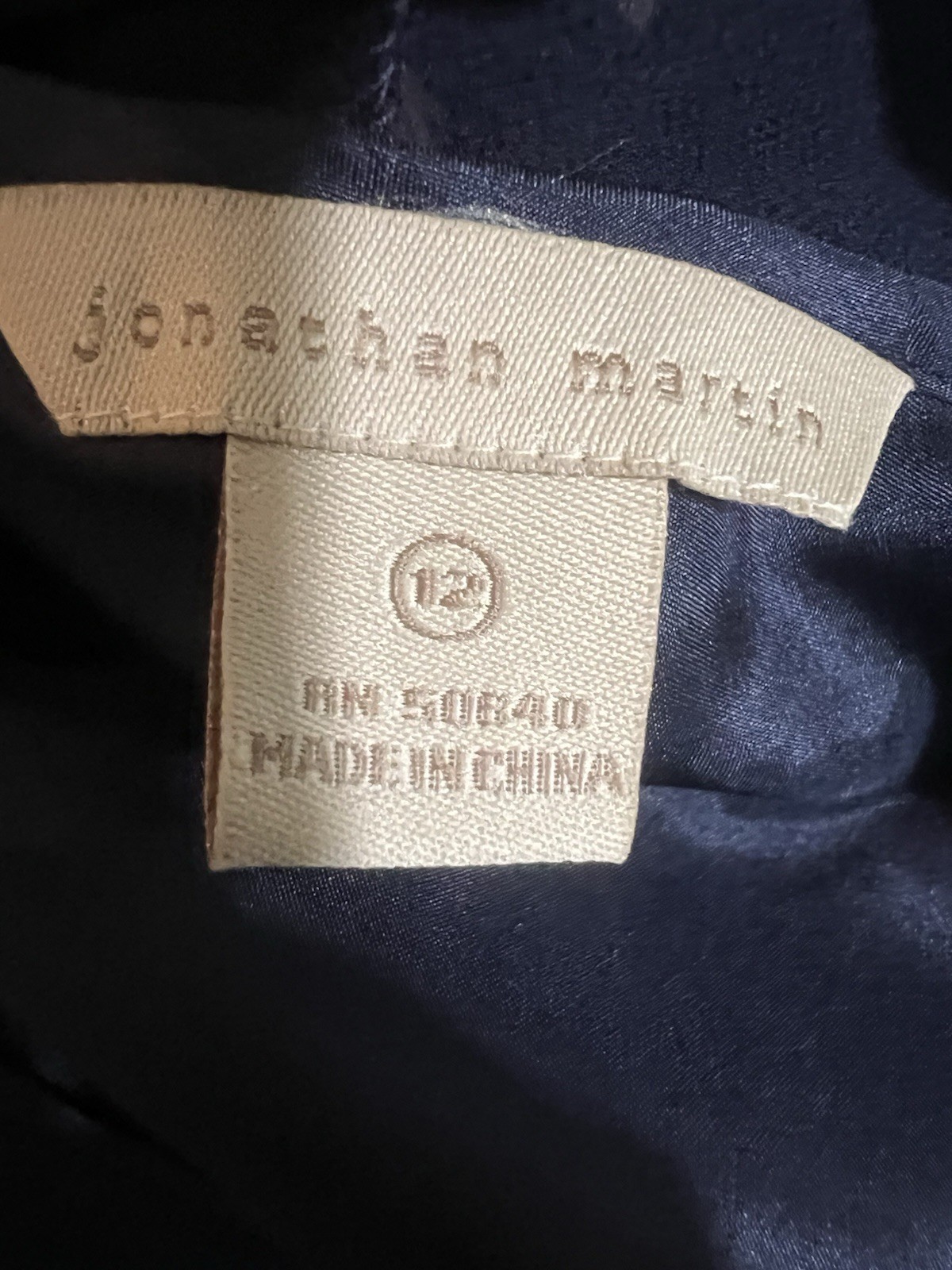 Jonathan Martin Studio Vintage Y2K Silk Navy Asymmetrical Hem Dress Size 12 New