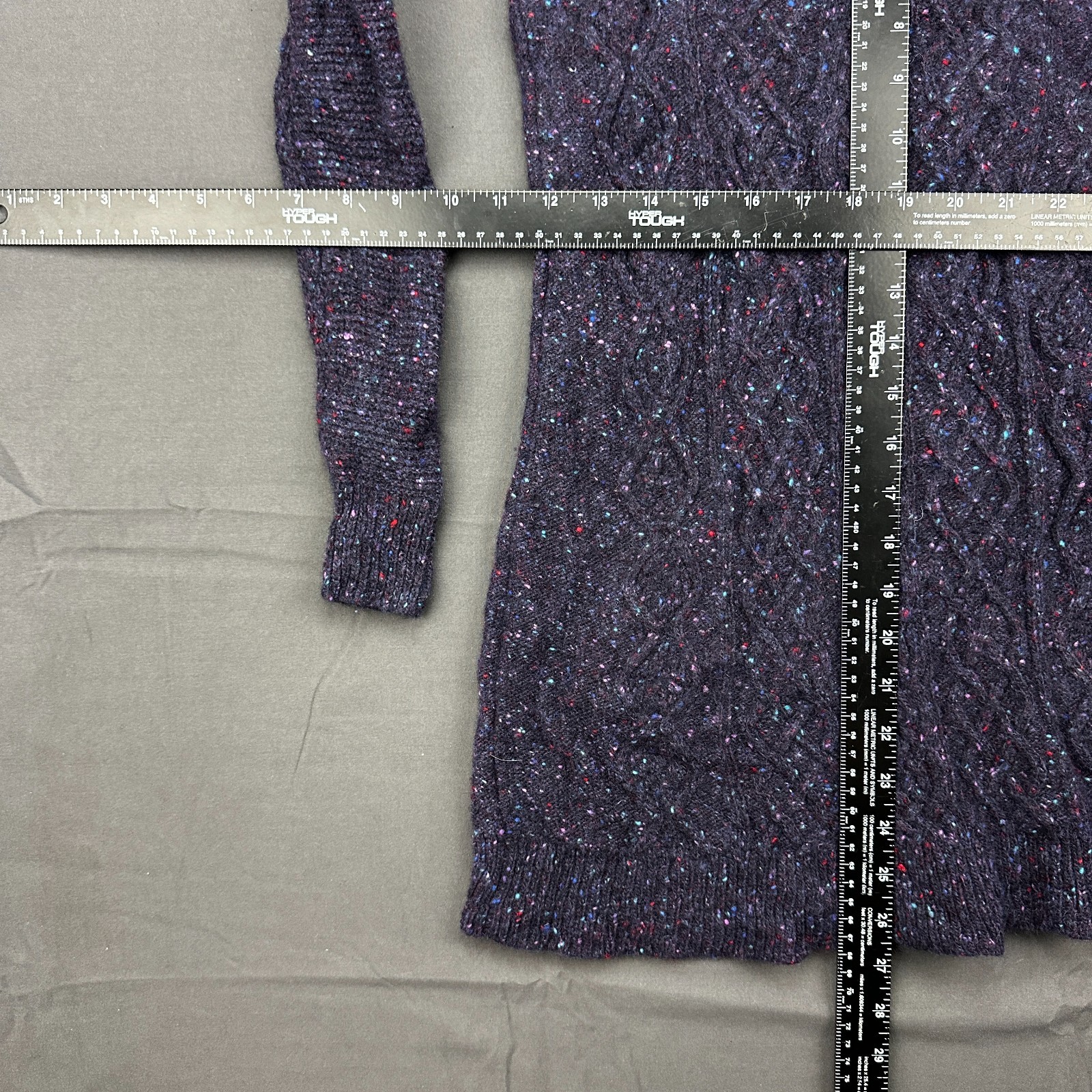 Theory Mayly Fleck Wool Sweater Dress Women’s Small Purple Cable Knit Crew Neck