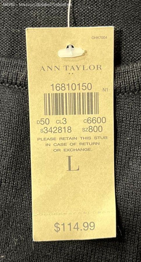 Ann Taylor Womens Black Solid Knit Short Sleeve Dress Large