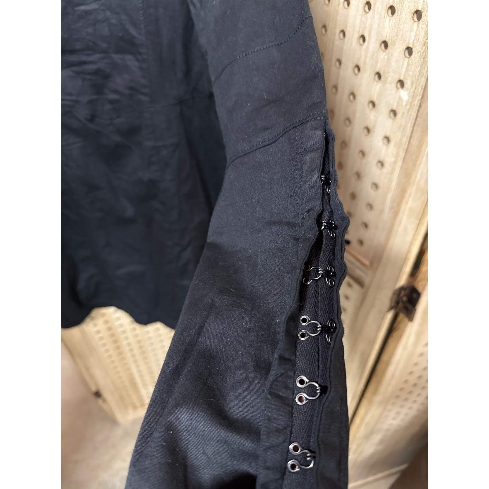 Free People Black Button Down Mini Dress Long Sleeve Hook Eye Cuffs OB1517397 S