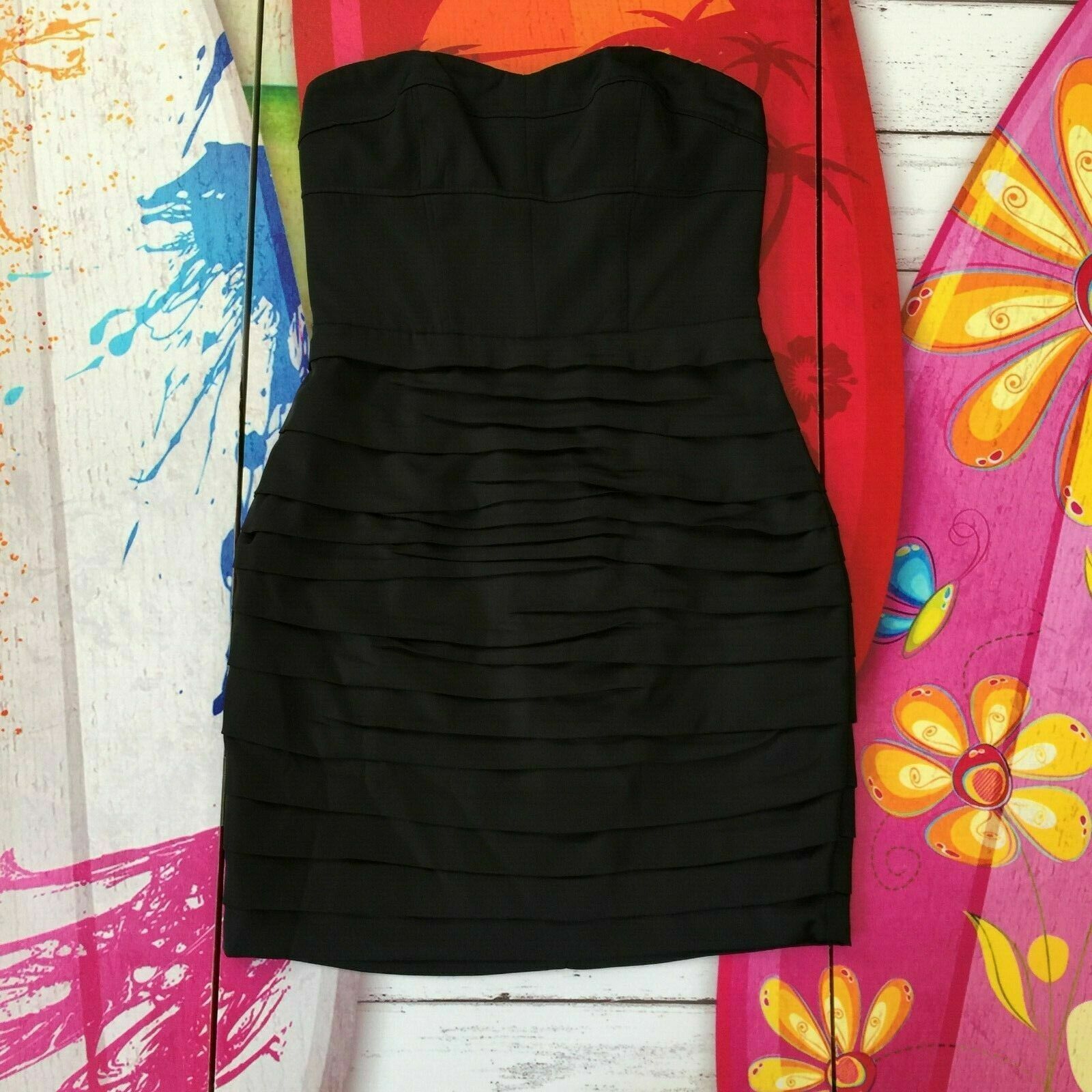 Express Womens 0 Black Mini Party Tiered Accenting Dress Lined Removable Straps