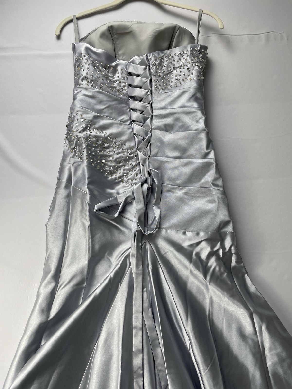 CUSTOM HAND MADE SATIN FORMAL EVENING PROM GOWN DRESS Size 4 – Beaded, Corset
