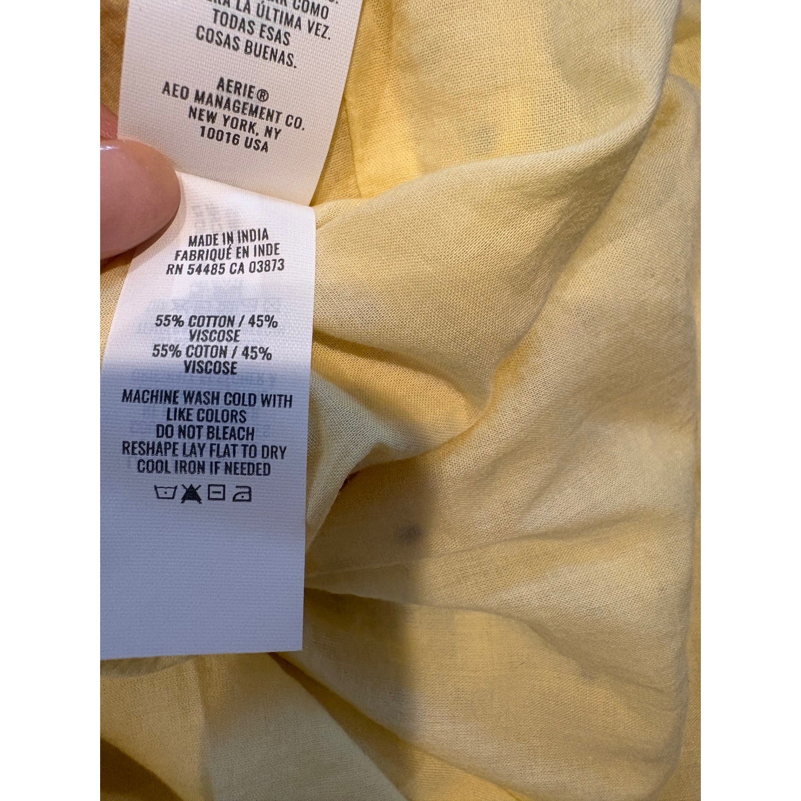 Aerie Yellow Polka Dot Smocked Midi Dress Eyelet Hem 071-7495-2213 Womens Medium