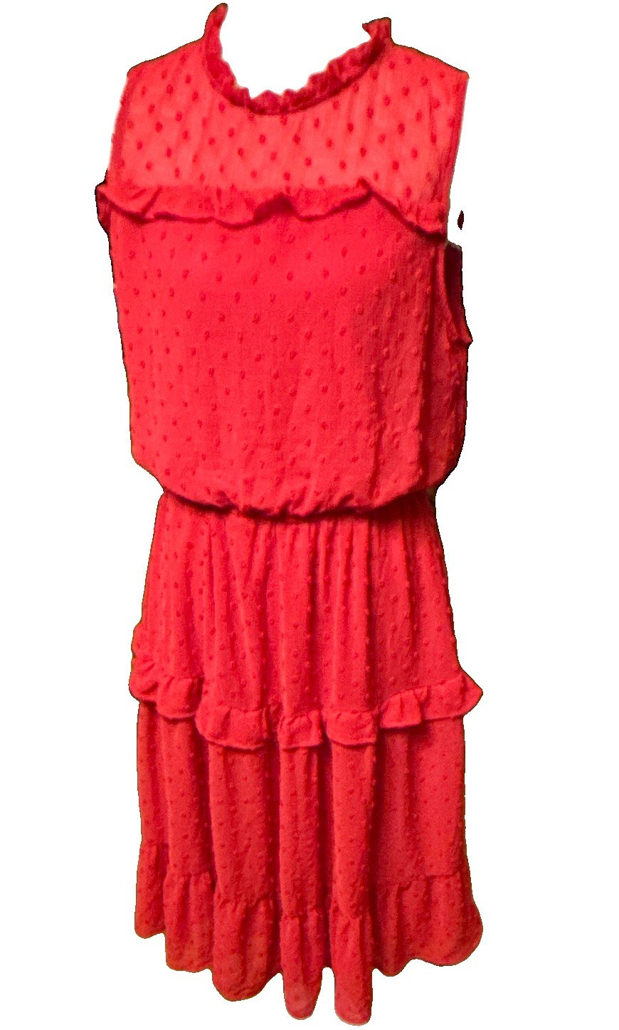 Monteau Los Angeles Red Polka Dot Fit & Flare High Neck Sleeveless XL Dress