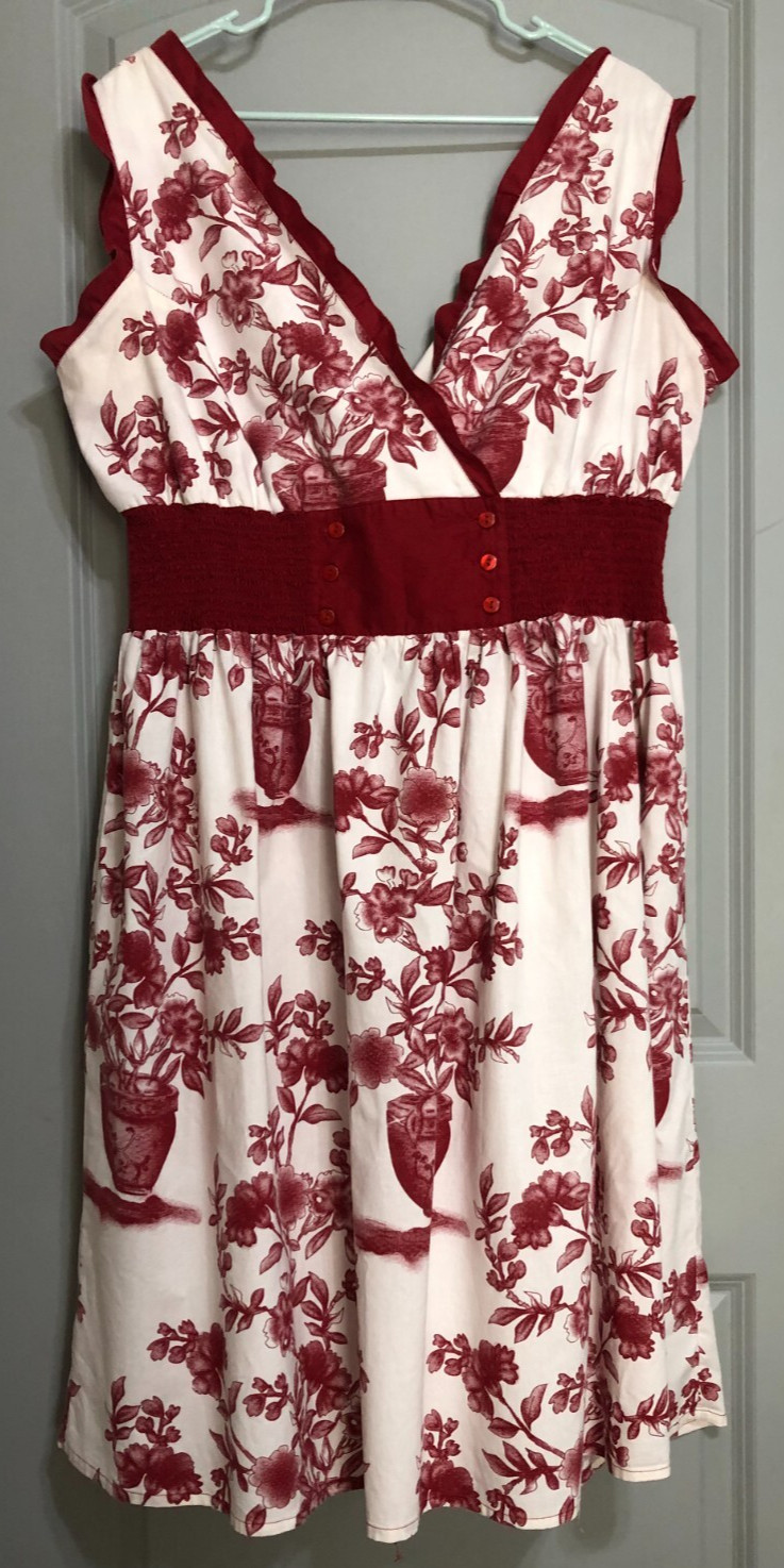 Casnee’s Red Floral Cotton Dress 3X (Runs Small – Fits More Like XL)