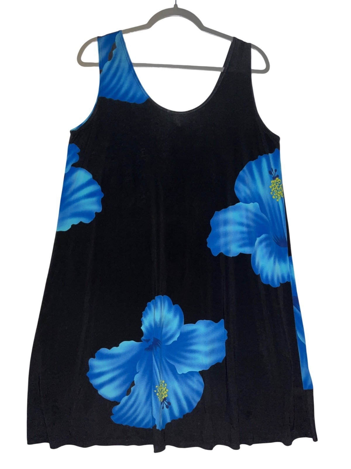 Vintage Napua Collection Honolulu Floral A Line Sleeveless Dress Black Blue USA