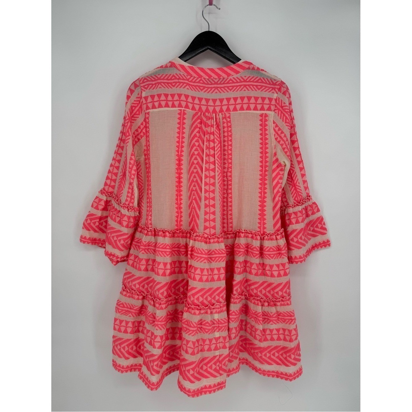 Devotion Twins Ella Embroidered Cotton Mini Dress Small Pink and White