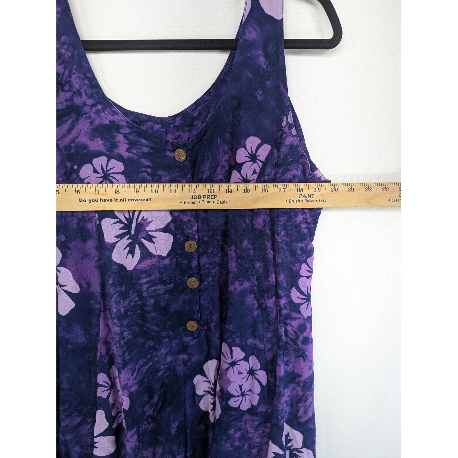 NaPua Collection Honolulu Purple Tie Dye Hibiscus Floral Button Dress XL Hawaii