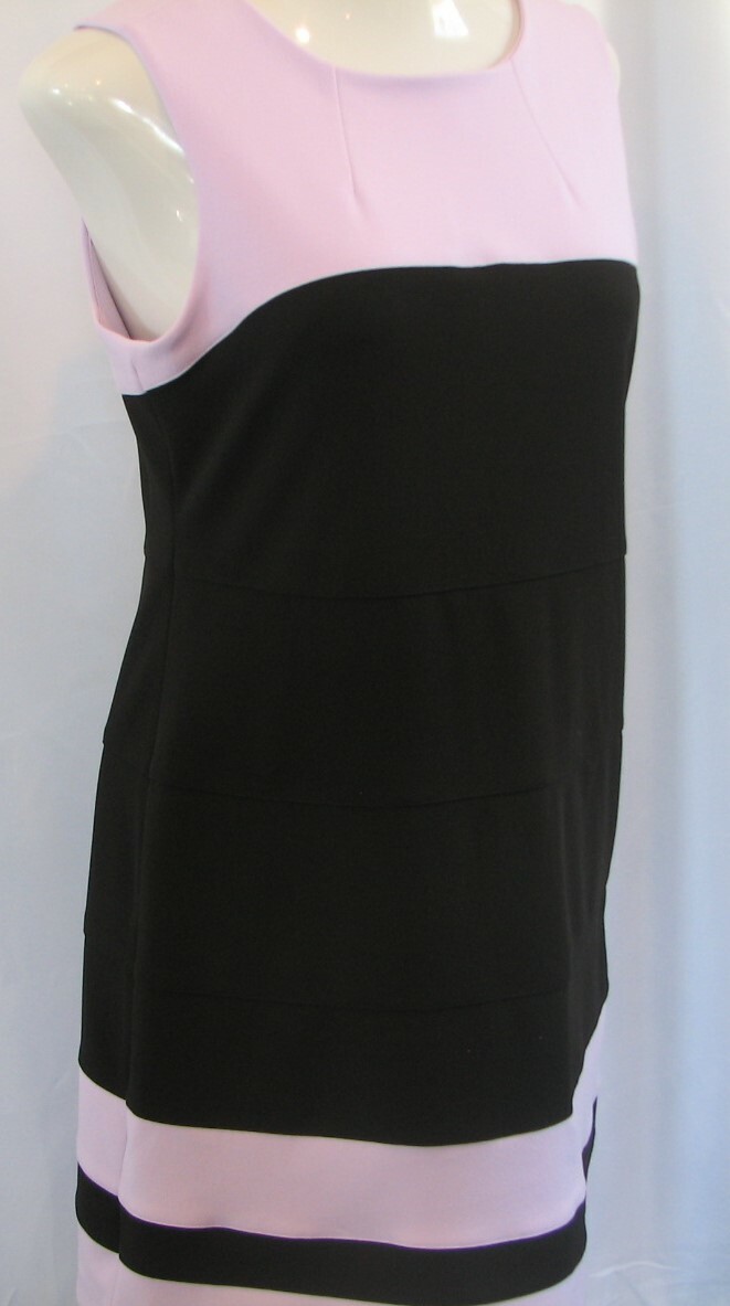 Shift Sheath Dress Tommy Hilfiger Color Block Scuba Crepe Lavender Black 8