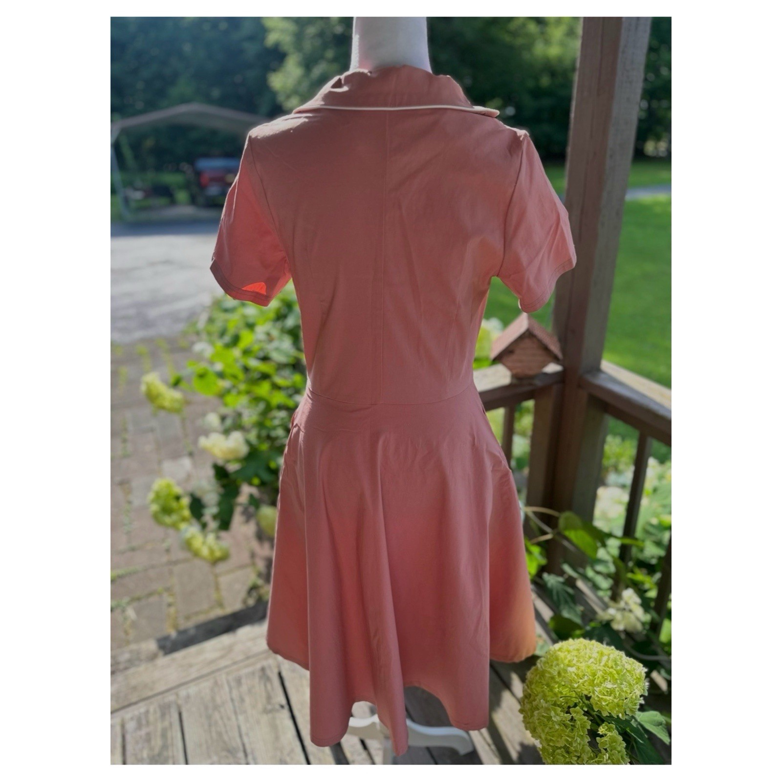 Gown Town NWT Salmon Pink Retro Rockabilly Swing Dress Size Large