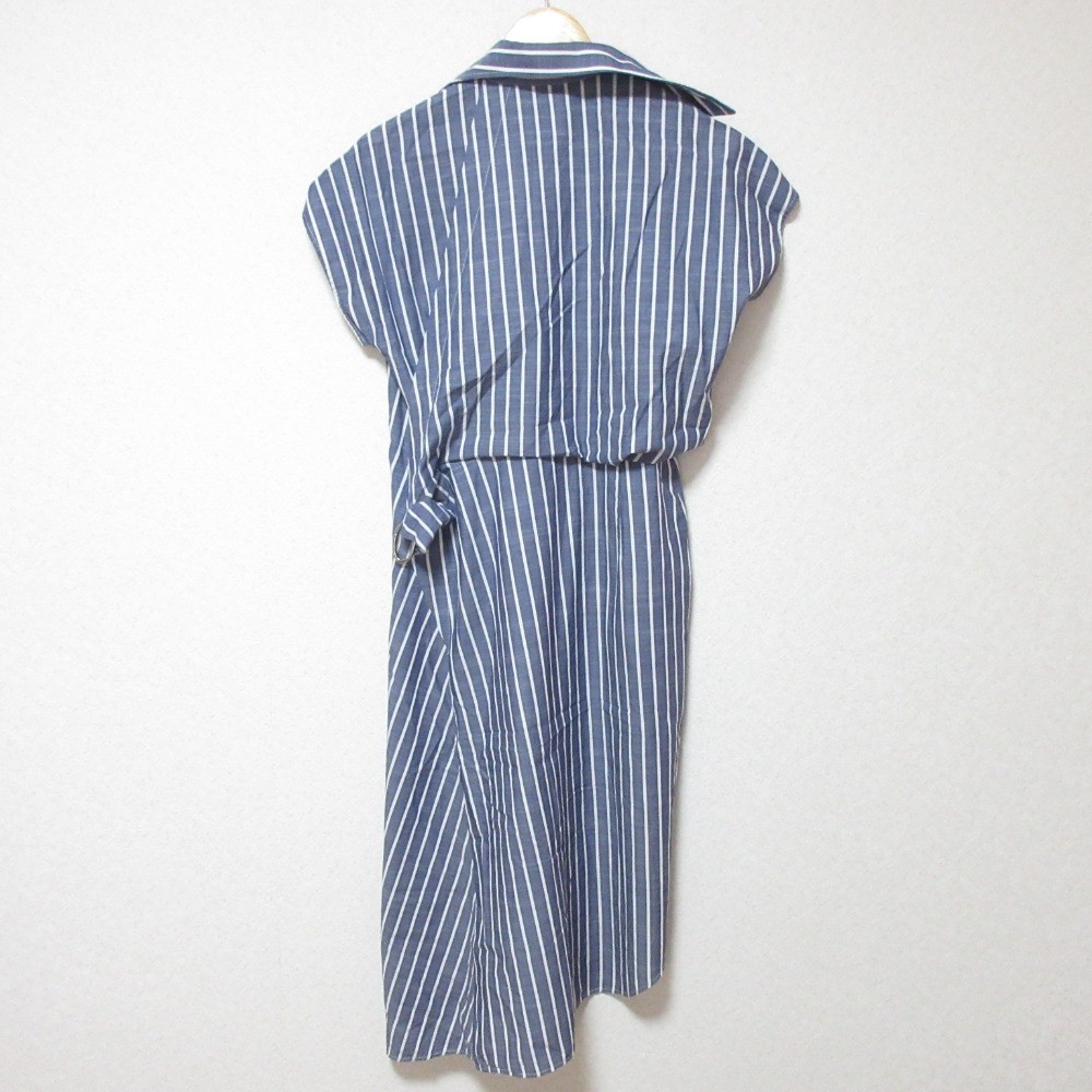 CEDRIC CHARLIER Stripe Short Sleeve Shirt Dress Size 34 Navy White Women USED