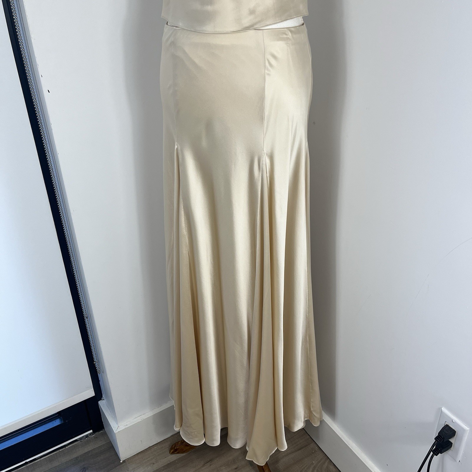 Reformation Sera Silk Two Piece set 6 Almond Ivory White Maxi Skirt Top $498