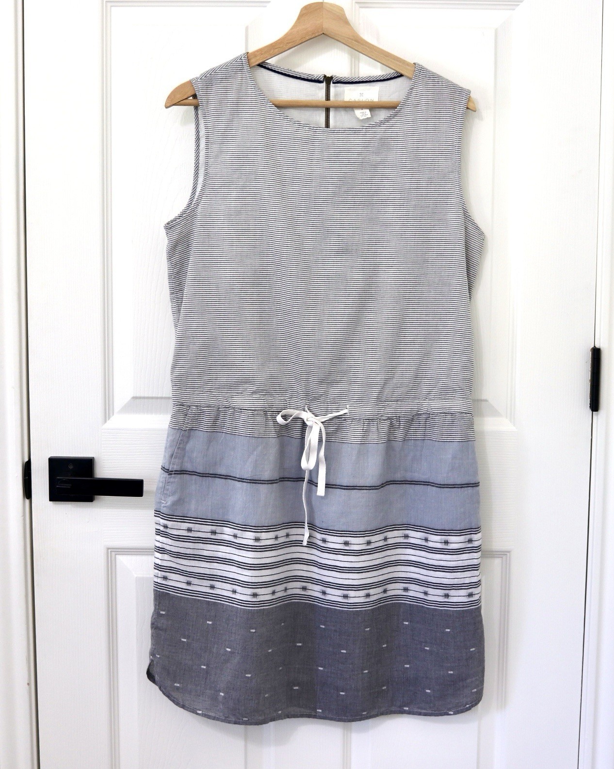 Caslon Sleeveless Midi Drawstring Dress, Pockets,Lined, Cotton, coastal, Beach